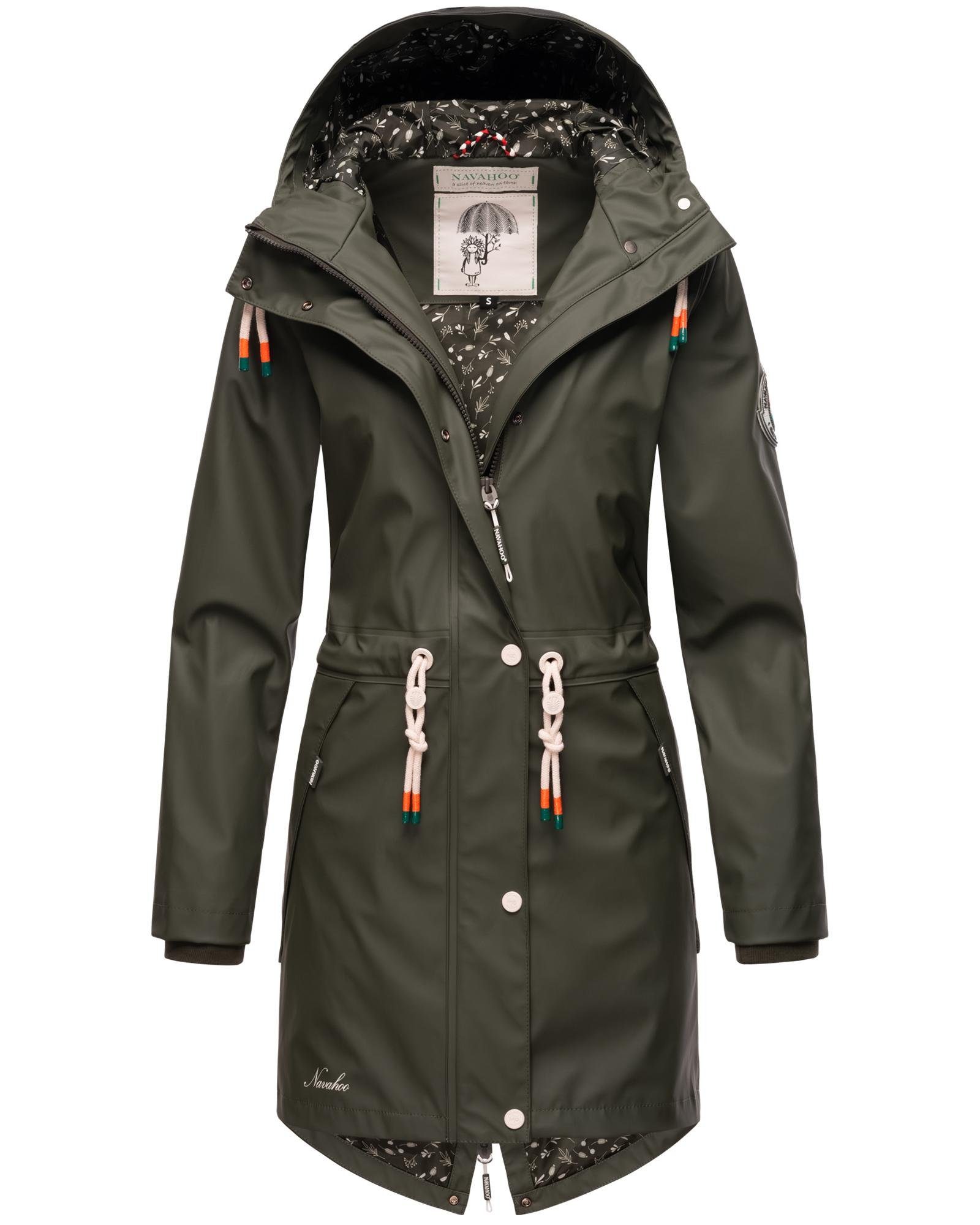 Navahoo Regenjacke Tropical Stormoo modischer Damen Outdoor Regenmantel olivgrün | Übergangsjacken