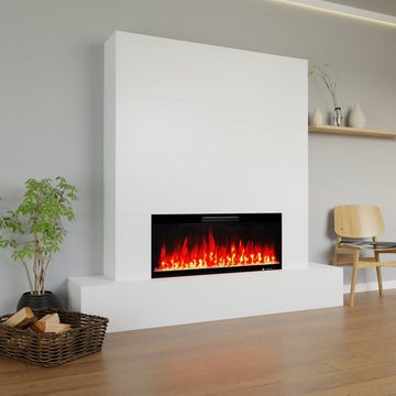 GLOW FIRE Elektrokamin Fernsehwand Wohnzimmer Inside 106, Wohnwand mit Kamin elektrisch, täuschend echte Flamme mit Heizleistung bis 1500W & Knisterfunktion