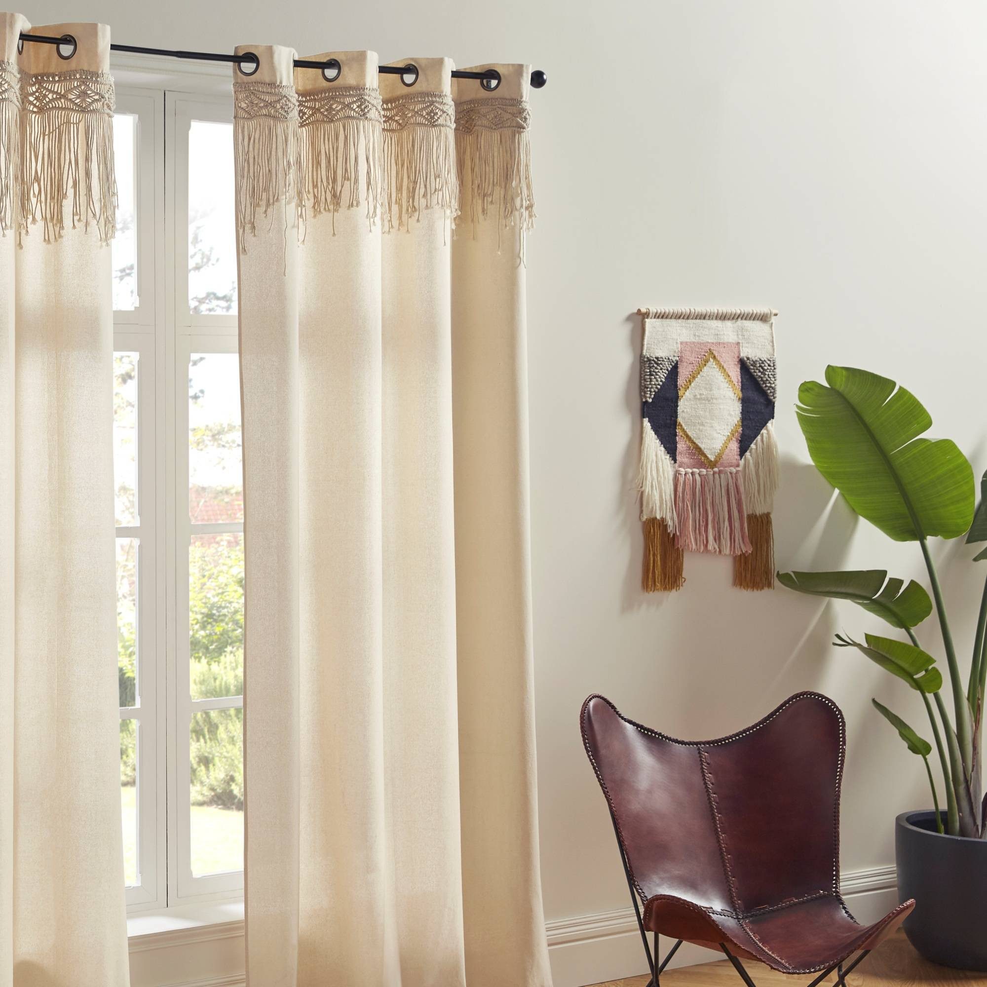 Atmosphera Créateur d'intérieur Vorhang Vorhang für Wohnzimmer mit Makramee RITUAL, 140 x 260 cm (1 St), modern