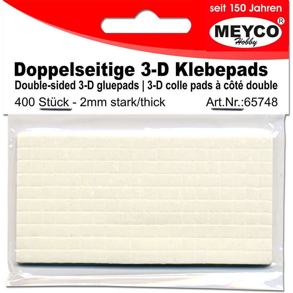 MEYCO Hobby Klebeband 3D Klebepads-Abstandshalter, 2mm, 400 Stk.