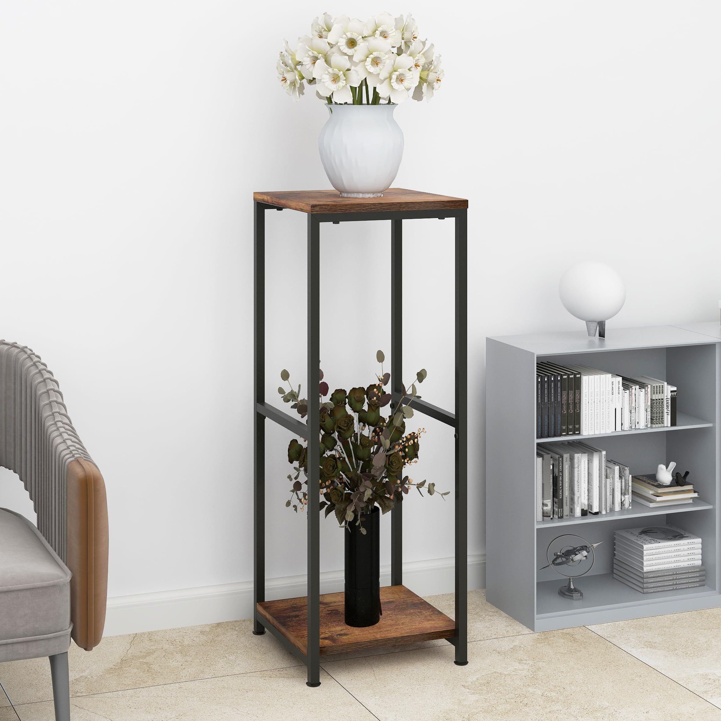 BlingBin Blumenhocker Pflanzenständer aus Metall, 81 cm H, Blumentopfregal für Innenbereich (2er Set, 2 St., Blumenhocker), Blumentopfhalter für Ecken, Wohnzimmer, Terrasse, Balkon, Garten,Küche