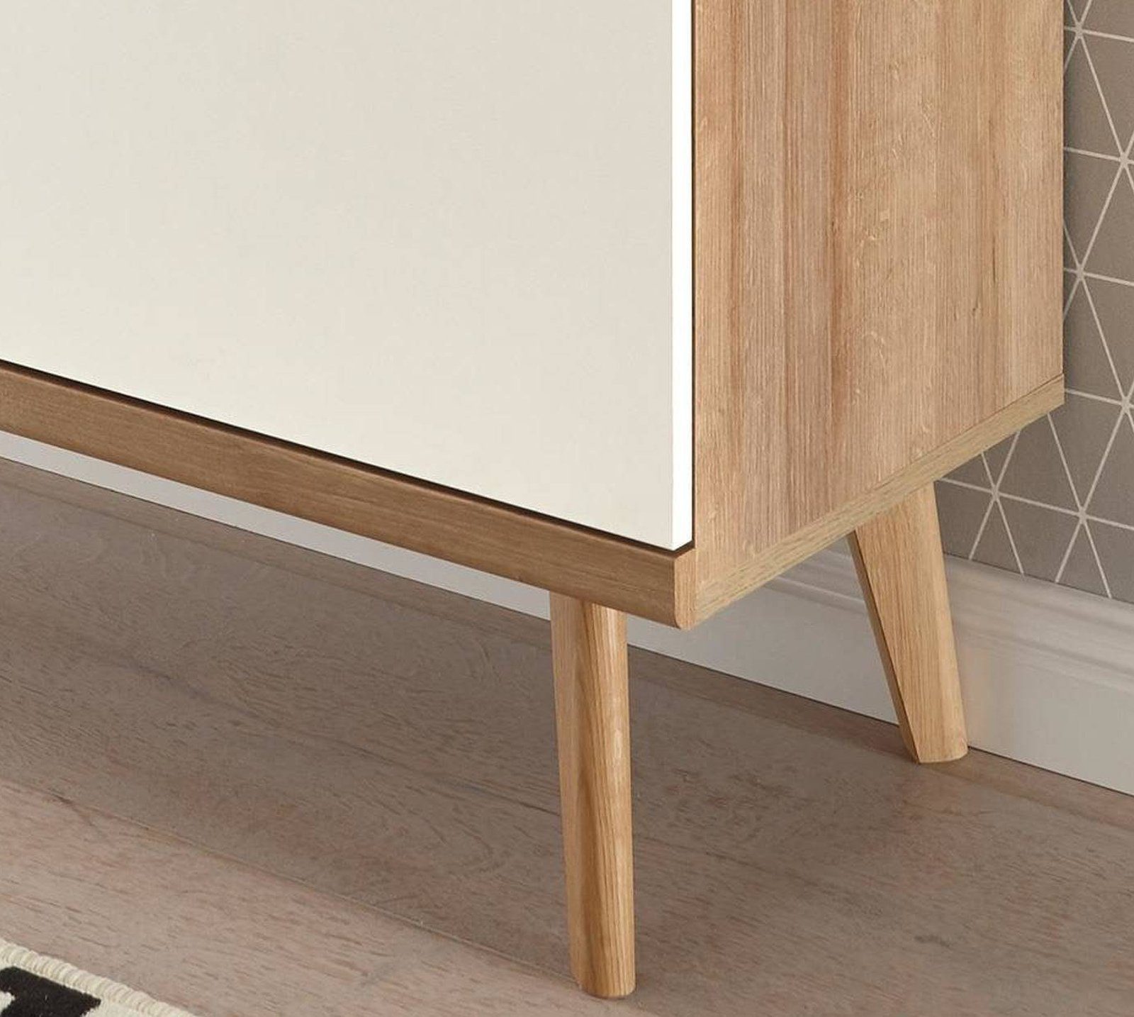 Furn.Design Highboard Helge (Anrichte in weiß und Eiche Riviera, 107 x 134 cm), skandinavisches Design