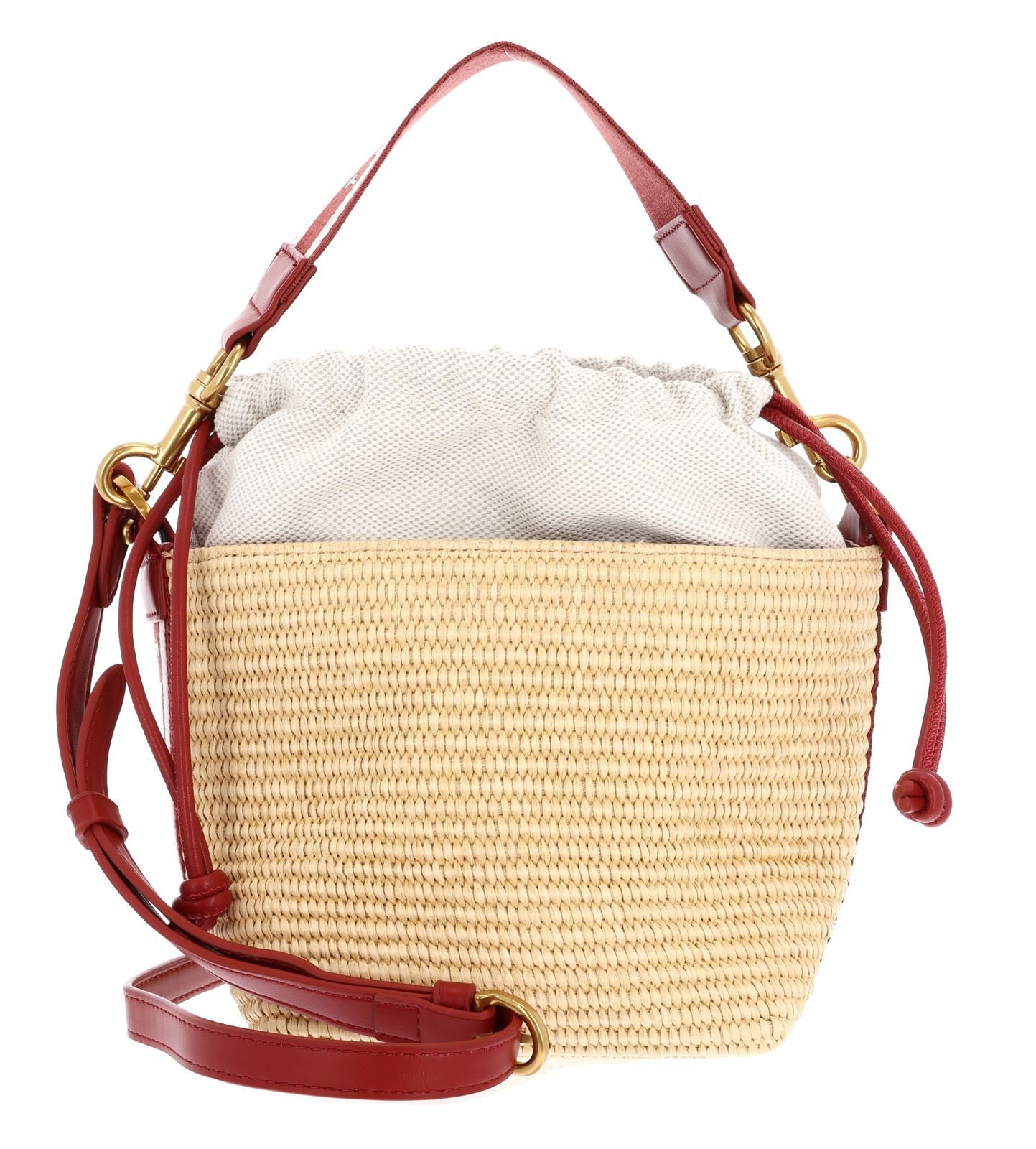 Handtasche Webbing Detail Raffia Small Bucket Bag