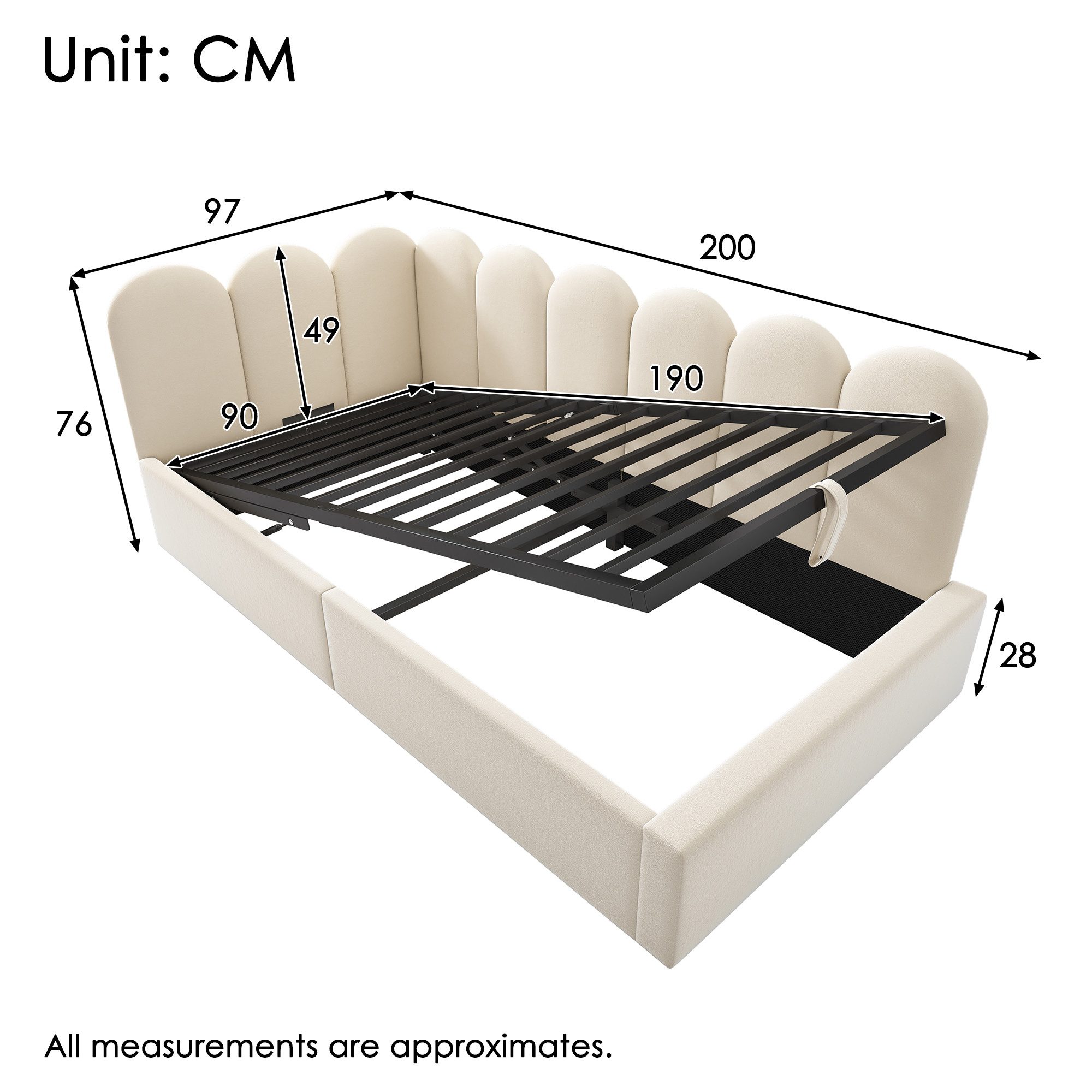 Celya Polsterbett Daybett 90x190 cm,Tagesbett Schlafsofa mit hydraulischem günstig online kaufen