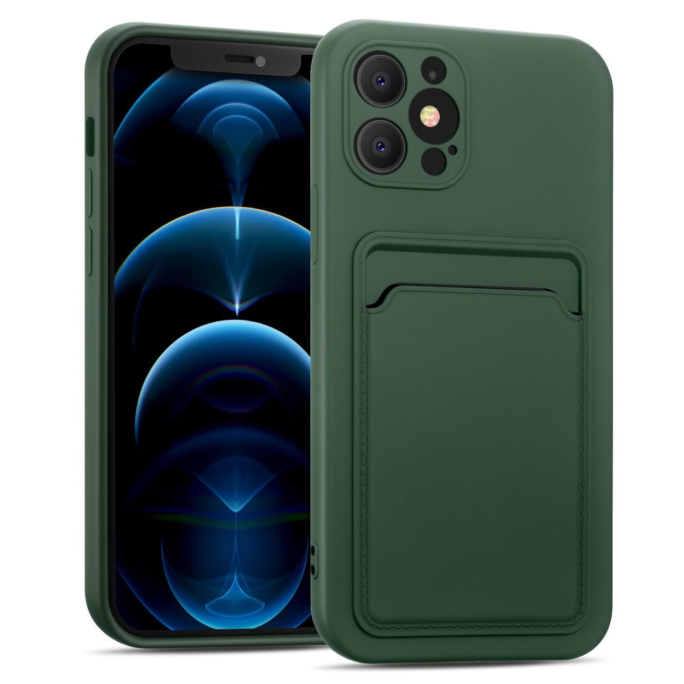 CoolGadget Handyhülle Schutzhülle mit Kartenfach für Apple iPhone 12 Pro 6,1 Zoll, Silikon Case Slim TPU Cover Tasche mit Aufbewahrung EC Karte Ausweis