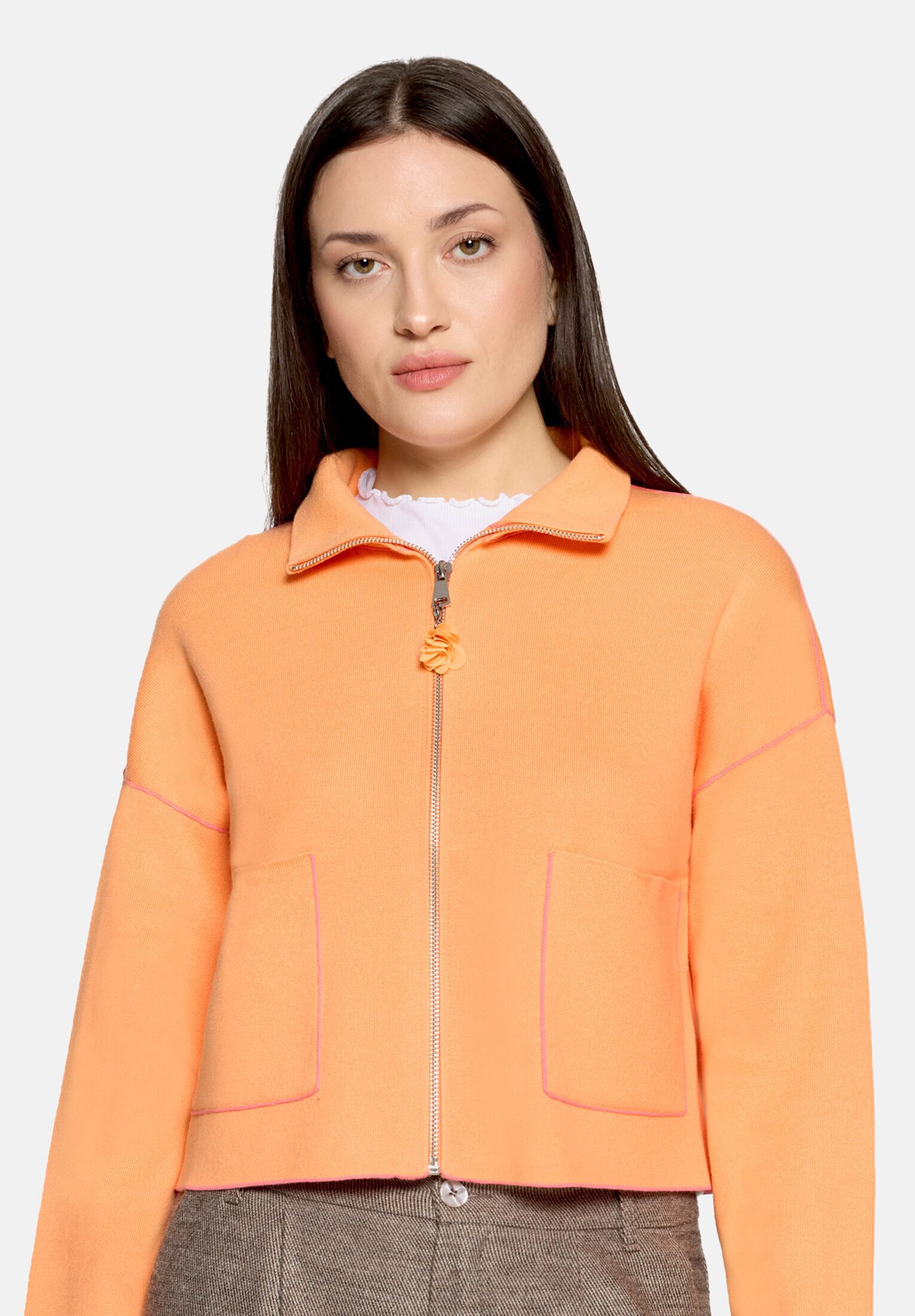 Cartoon Strickjacke Damen mit Stehkragen (1-tlg)