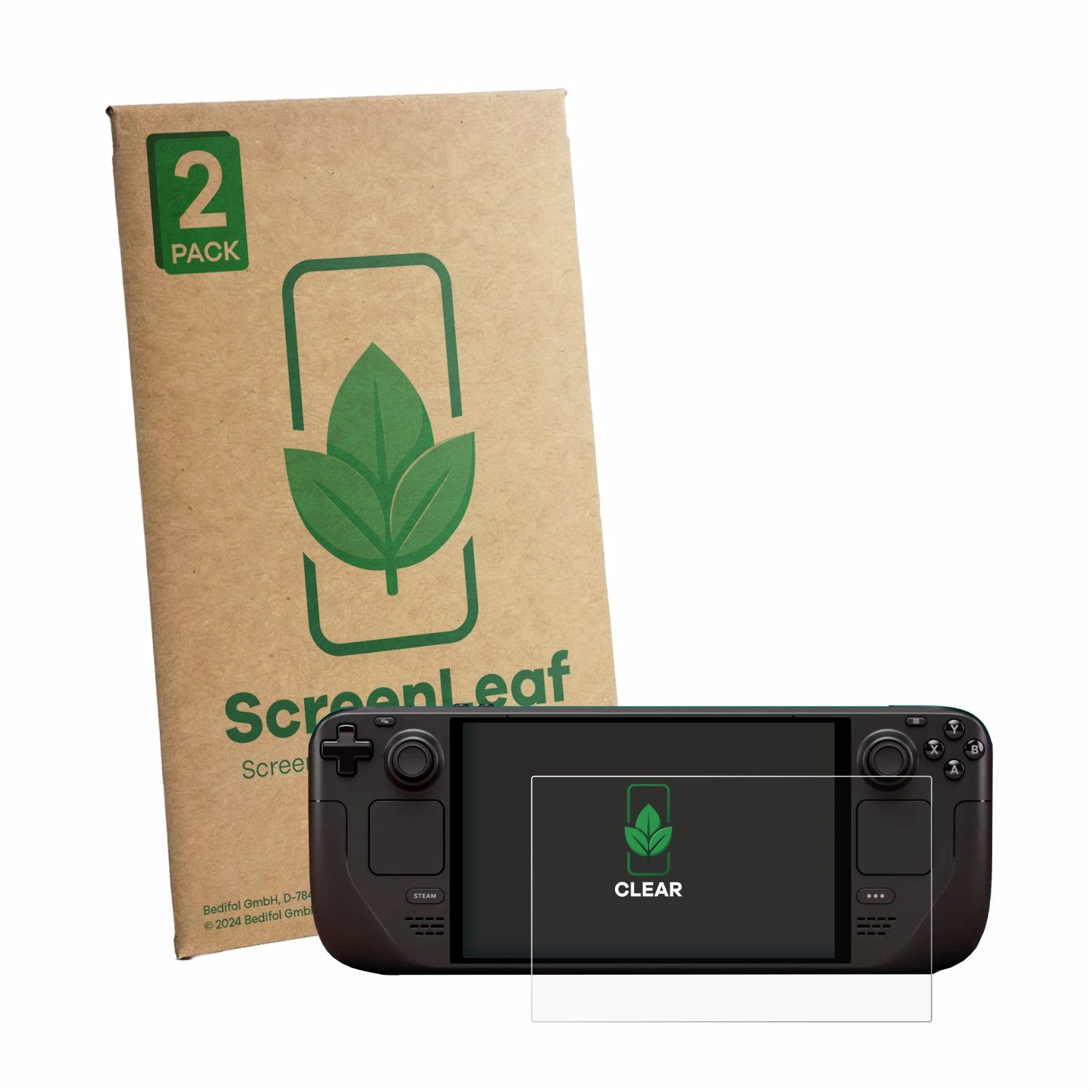 ScreenLeaf Displayschutzfolie Schutzfolie für Valve Steam Deck OLED, 2 Stück, Displayschutz Schutz Folie Klar Transparent
