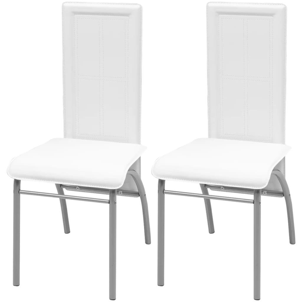 vidaXL Esszimmerstuhl Esszimmerstühle 2 Stk. Weiß Kunstleder (2 St) Weiß | Weiß