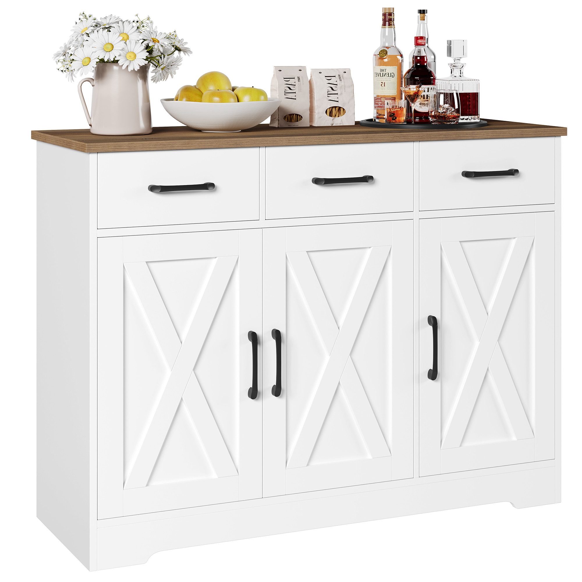 HOMECHO Sideboard, Küchenschrank mit 3 Schubladen günstig online kaufen