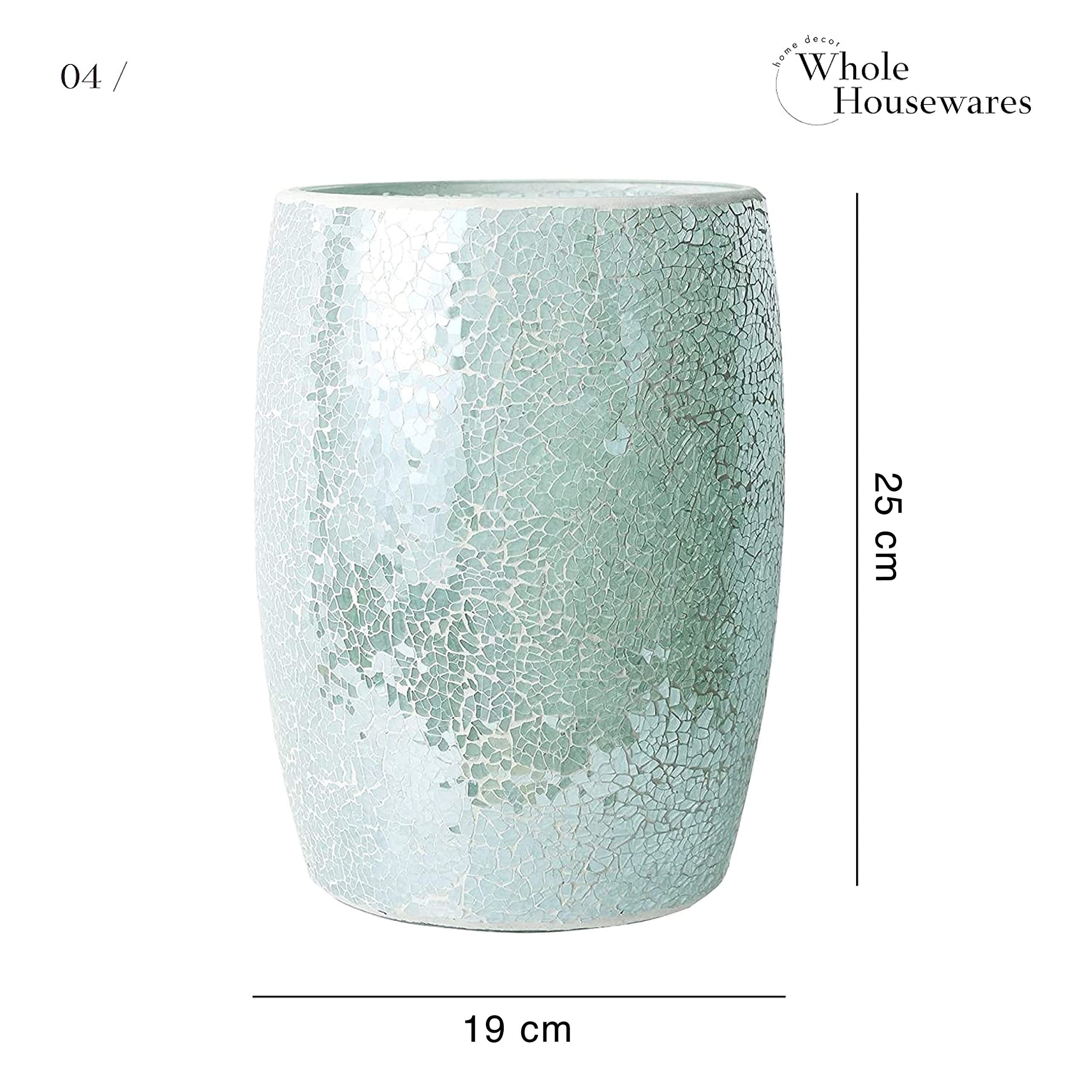 Glas Papierkorb Papierkorb Housewares (Türkis), Dekor, 19x25cm Whole Mosaik Glas Blaugrün