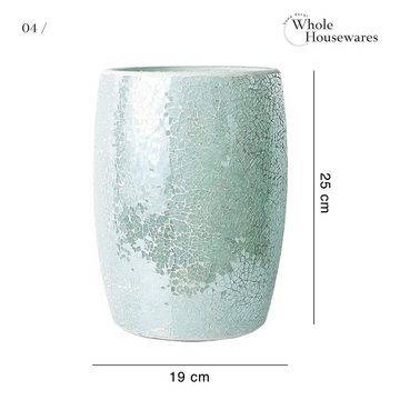 Whole Housewares Papierkorb Papierkorb Mosaik Glas Dekor, 19x25cm (Türkis), Blaugrün Glas