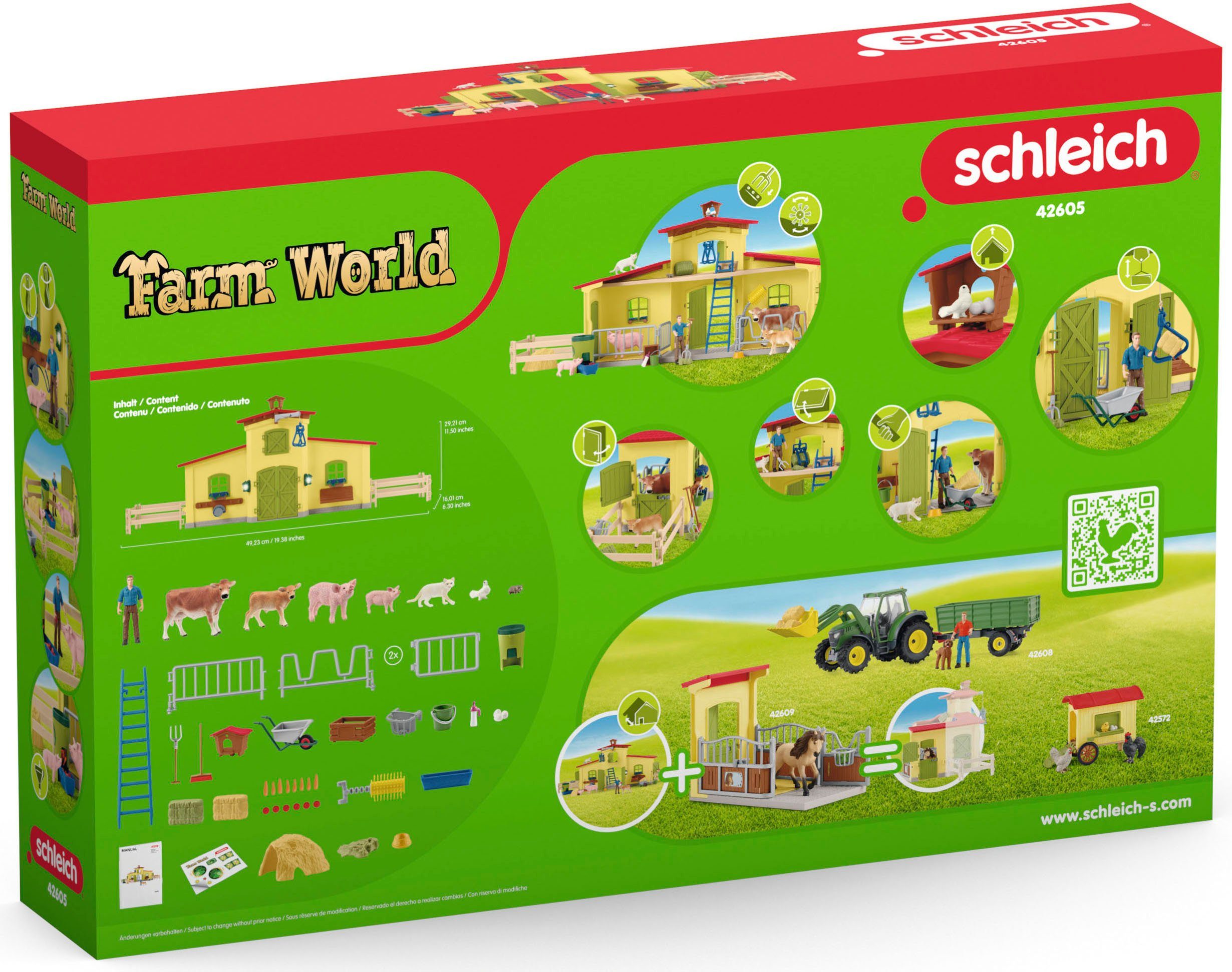 Stall WORLD, Großer und Europe in Made FARM Tieren Zubehör Schleich® (42605), Spielwelt mit