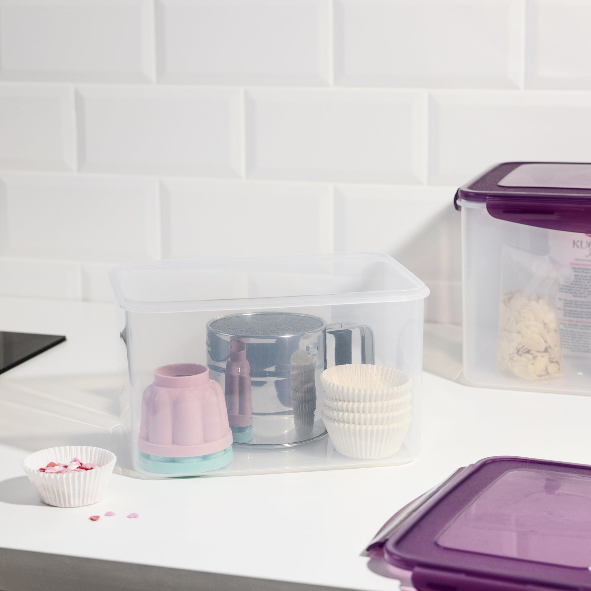 Lunchbox Deckel mit Set: Kunststoff, Vorratsdose 4,8l 9l Navaris aus Frischhaltebox - Polypropylen, (2-tlg) &
