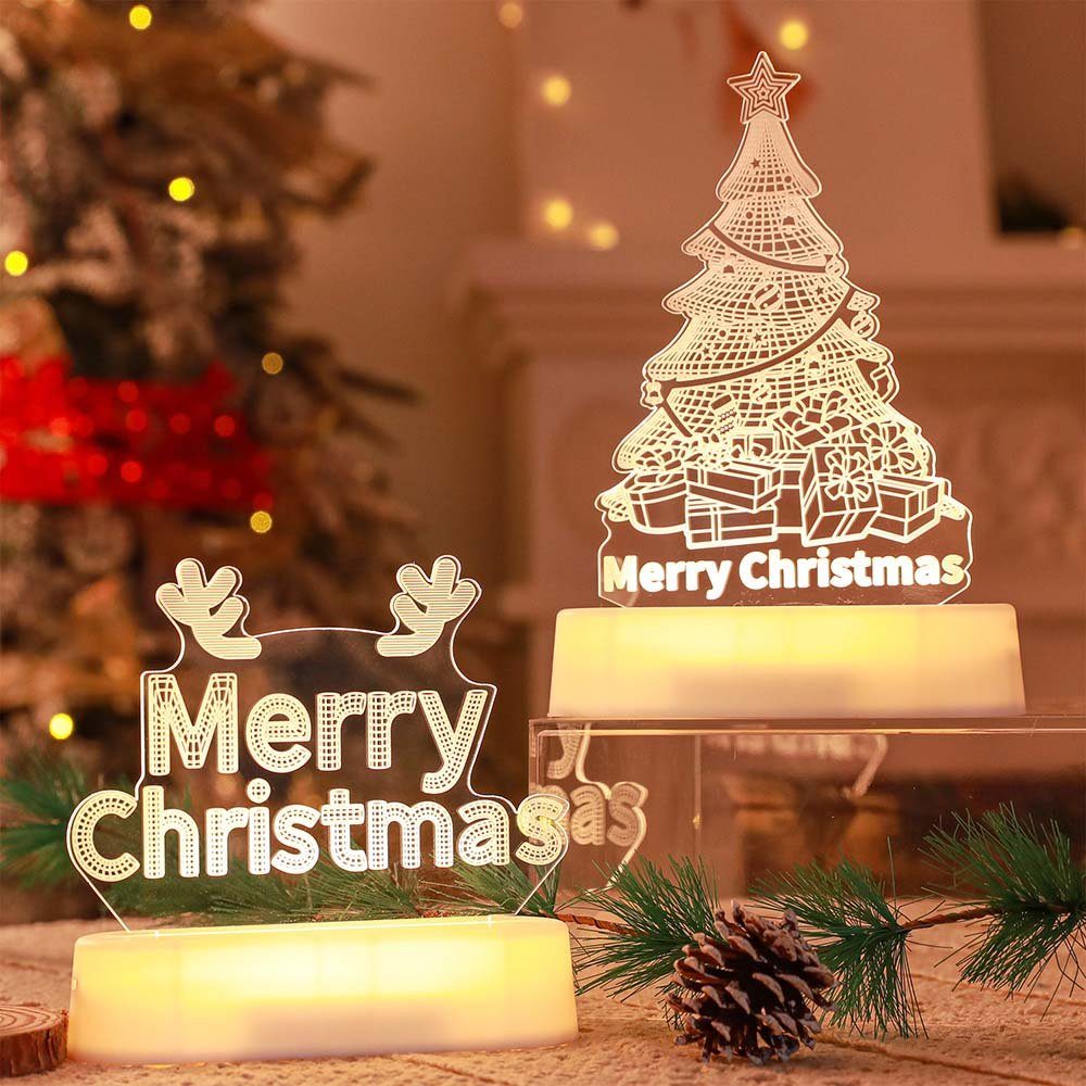 MUPOO LED Dekolicht LED Batterie,Acryl, 3D,Kinder plug-in/3A Weihnachtsbaum, Weihnachten,Deko-Objekte Nachttischlampe USB Nachtlicht LED Weiß, Thanksgiving-Nachtlicht,Warmes
