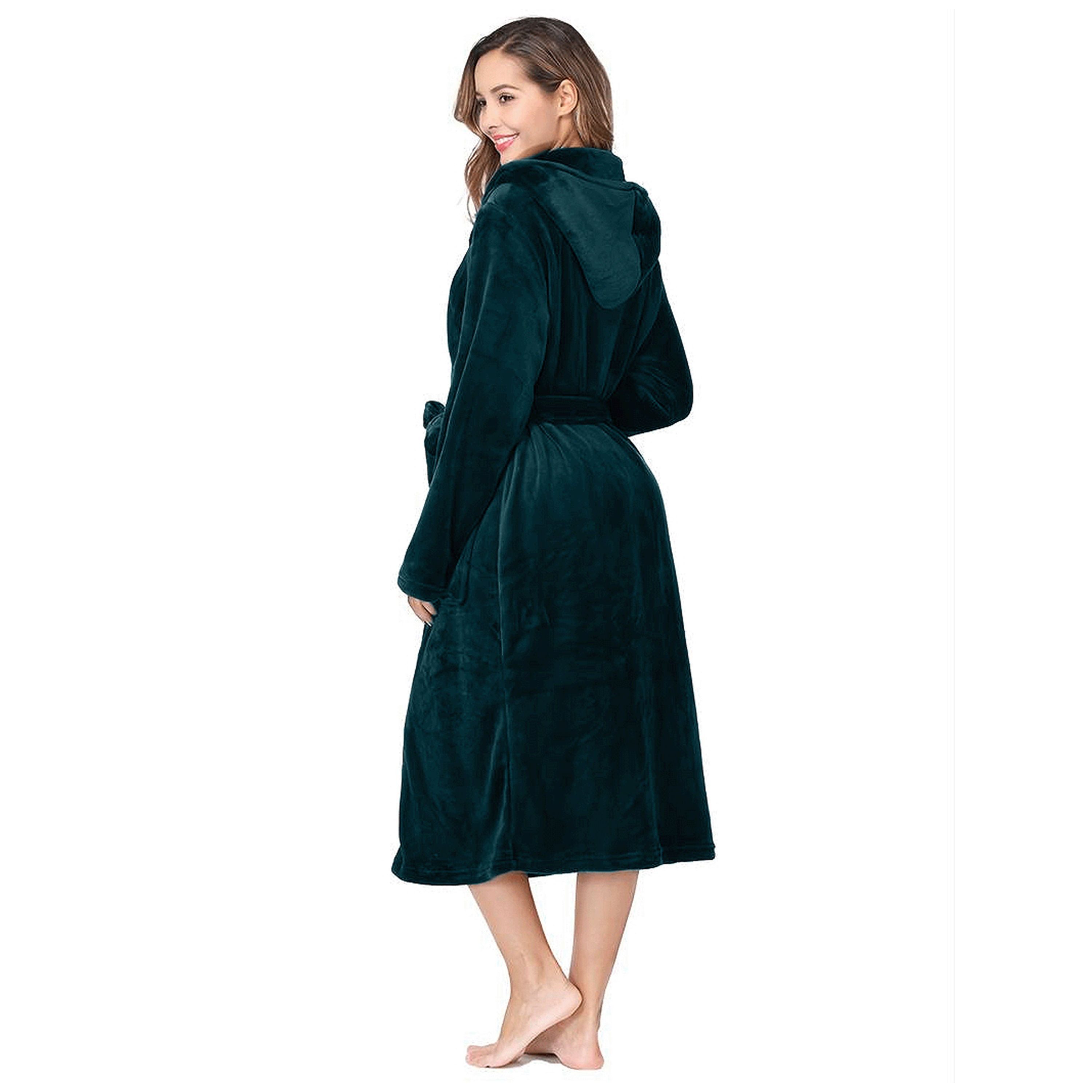 TEXEMP Unisex-Bademantel Bademantel Morgenmantel Fleece Herren & Damen Kapuze Flauschig, Kapuze, Aufgesetzte Taschen