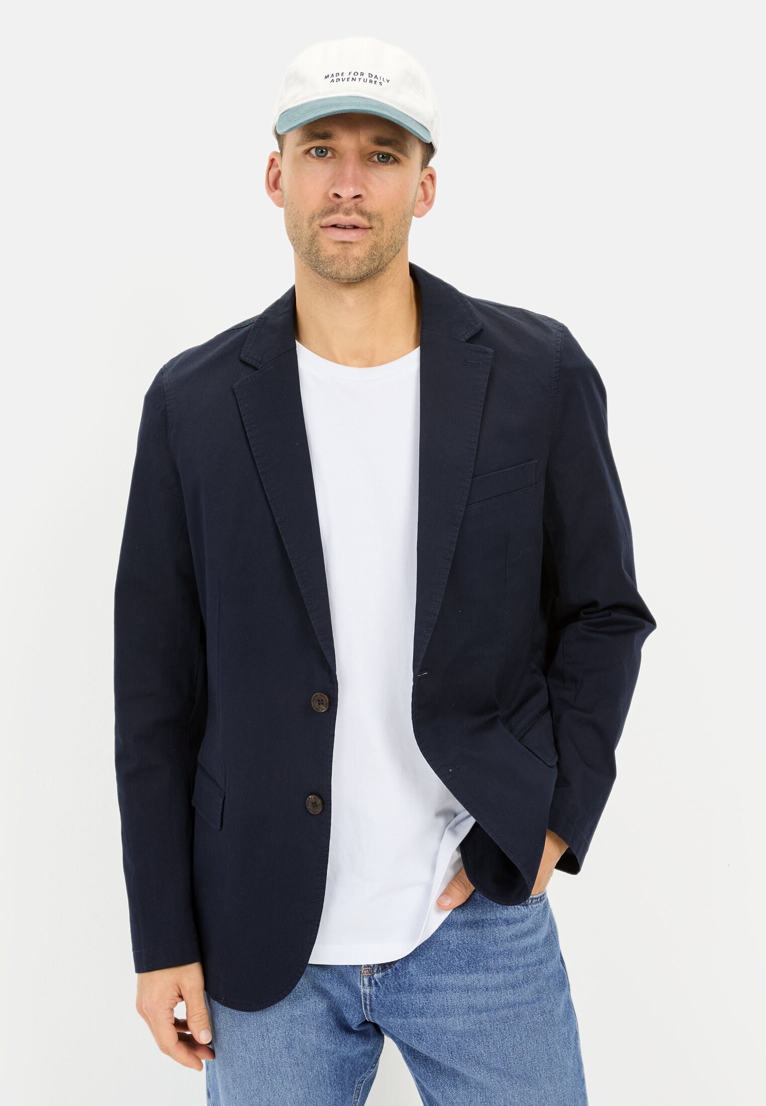 camel active Baumwollsakko aus einem Baumwollmix Langarm Reverskragen Blazer_Longblazer