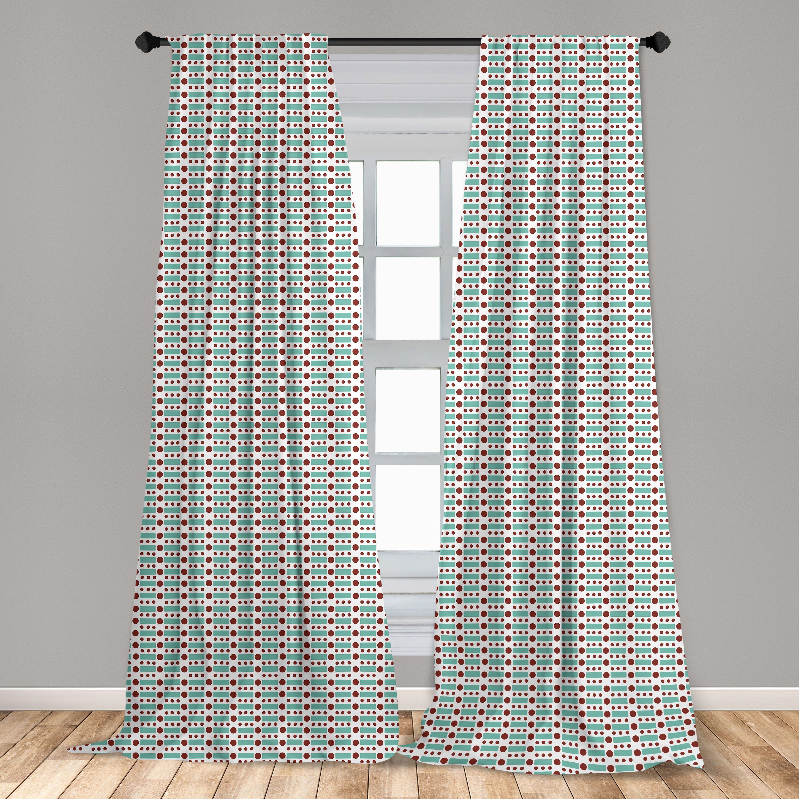 Gardine Vorhang für Wohnzimmer Schlafzimmer Rectangles Abakuhaus, Tupfen Dekor, Geometrisch Microfaser