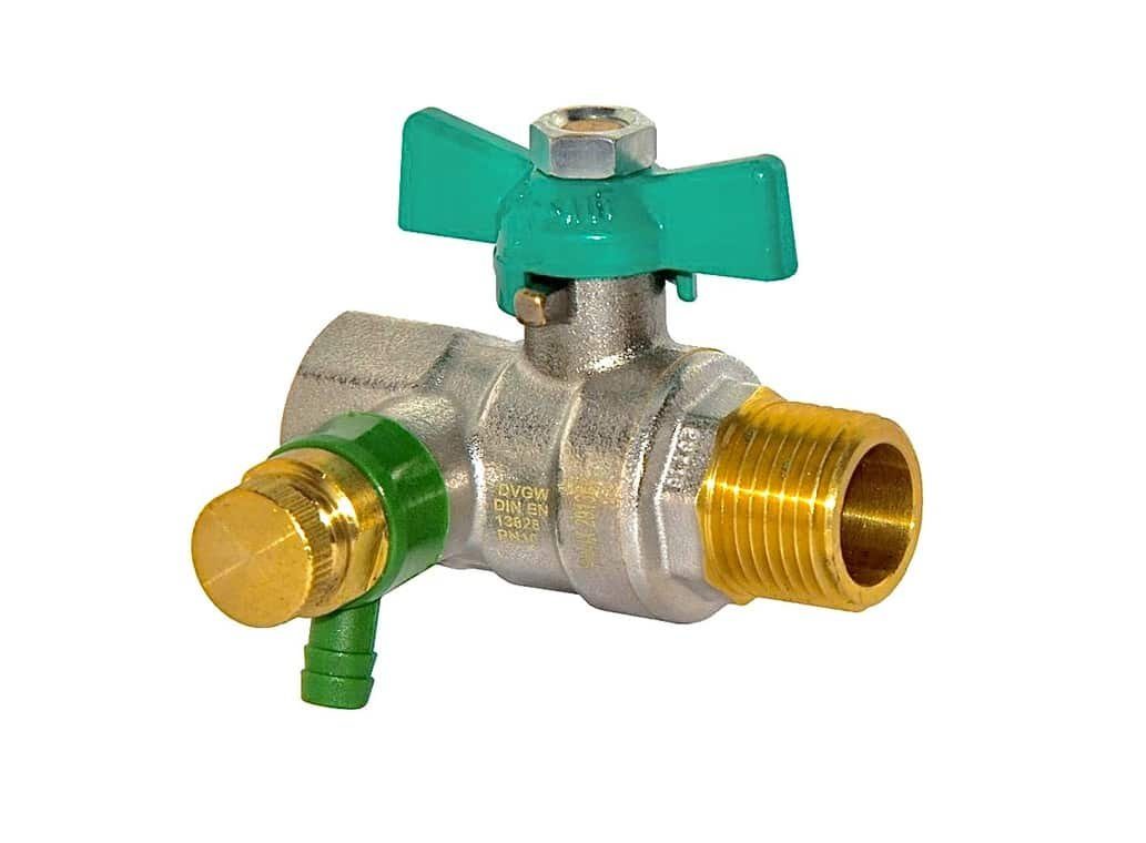 Hermann Schmidt Kugelhahn, (1 Stück), DVGW Kugelhahn für Trinkwasser mit Knebelgriff und Entleerung