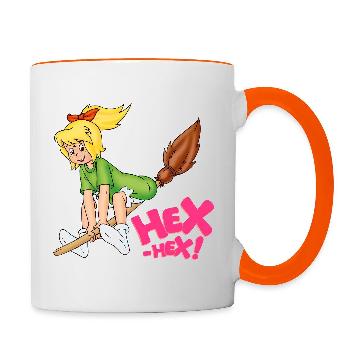 Spreadshirt Tasse Bibi Blocksberg Fliegt Davon Tasse Zweifarbig, Keramik