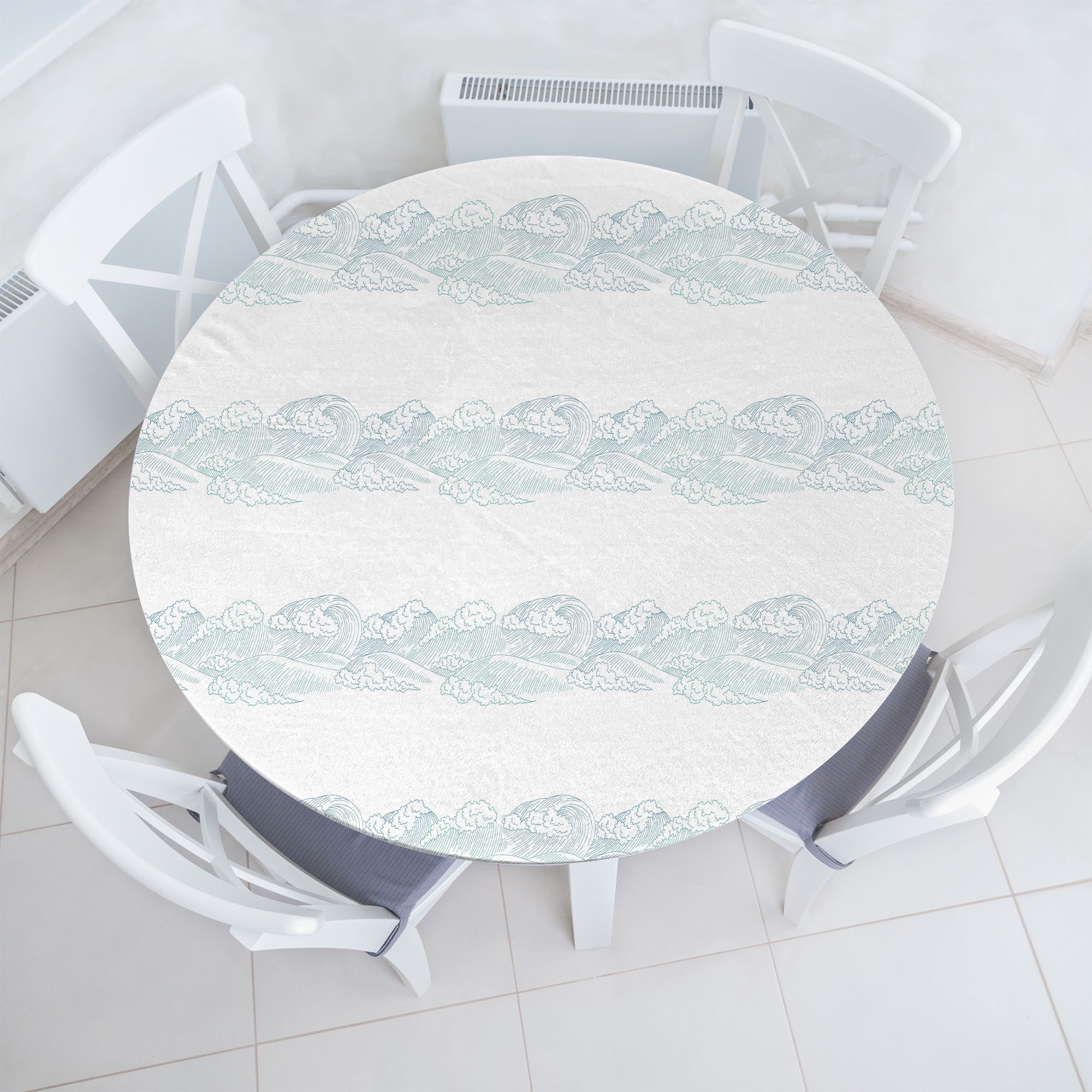 Abakuhaus Tischdecke Rundum-elastische Stofftischdecke, Wellen Tropic Coast Exotic Ozean