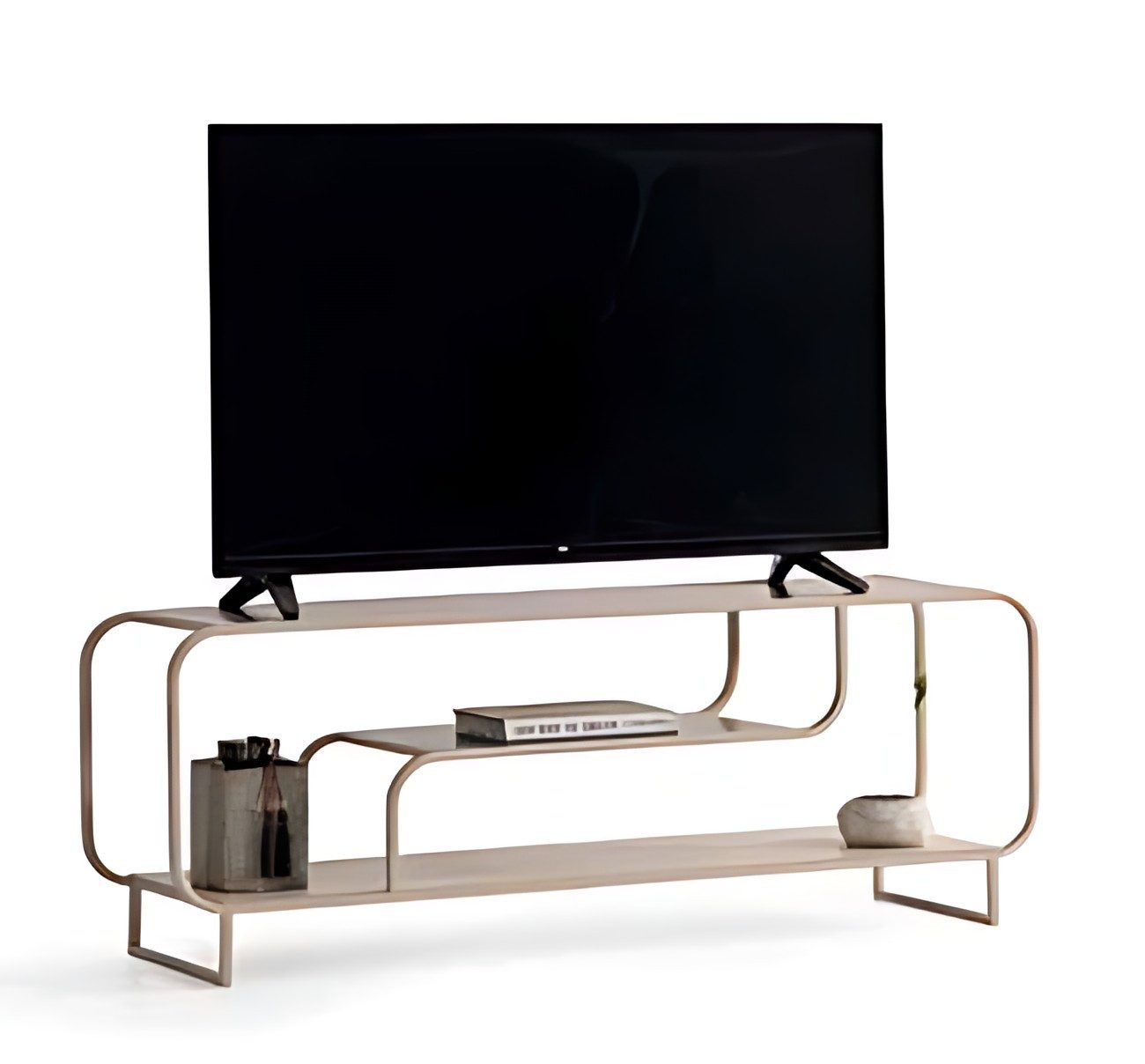 Xlmoebel Lowboard XLMOEBEL TV-Möbel in Beige aus Metall mit 3 Regalfächern (Lowboard, 1 St., TV-Lowboard, Beige, Metall), Made in Europa