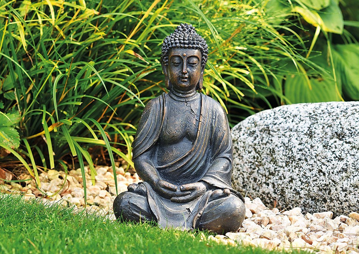 H Buddhafigur Statue, cm Sammlerfigur im 30 Braun, Buddhafigur Skulptur, NO Antiklook, (1 St), NAME