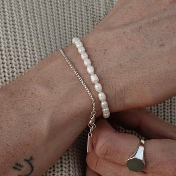 Sprezzi Fashion Perlenarmband Armband aus echten Süßwasser Perlen Unisex Pearl Bracelet, handmade