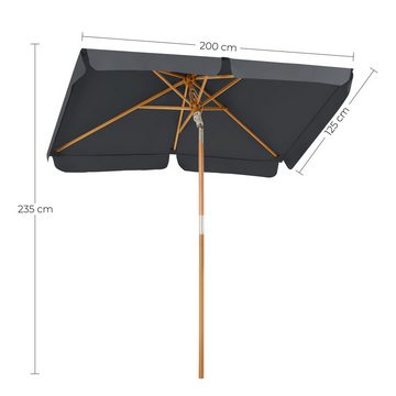 SONGMICS Sonnenschirm, Sonnenschutz, Schirmmast und Schirmrippen aus Holz
