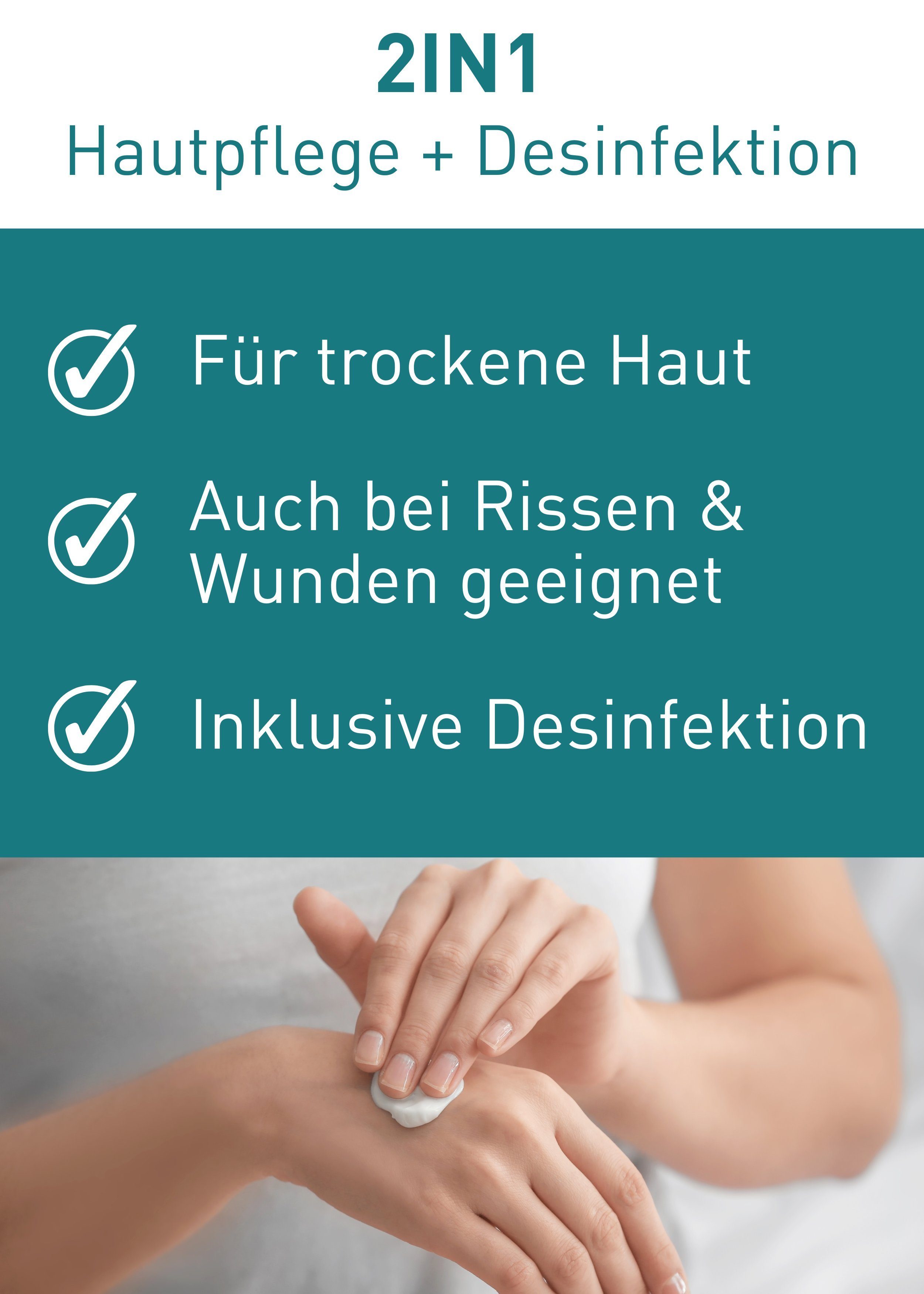 N1 Healthcare Handcreme Mikrosilber Handcreme - Desinfektion & Hautpflege in einer Creme, Desinfiziert und pflegt die Haut gleichzeitig.