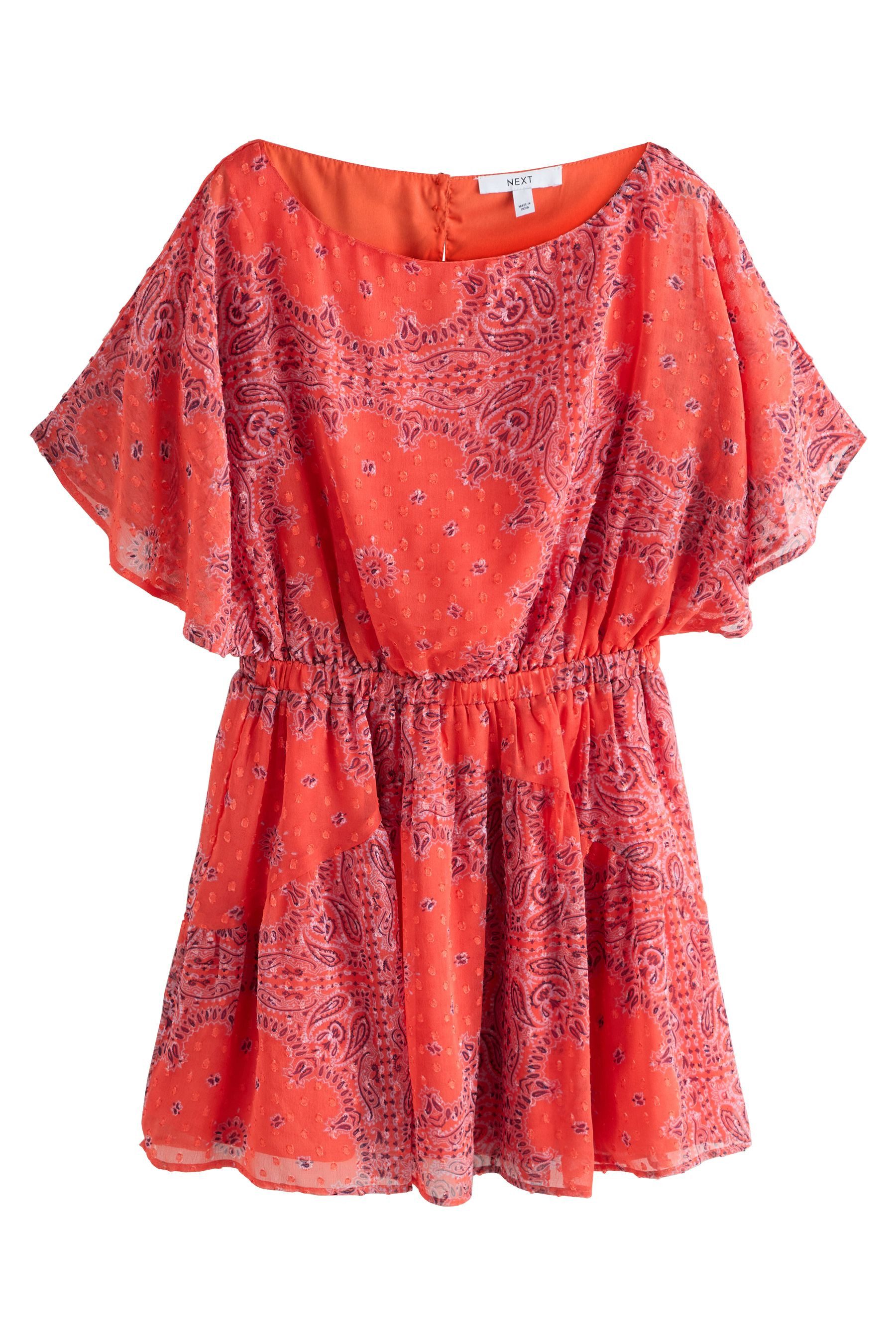 Minikleid Tailliertes Minikleid mit Kimono-Ärmel