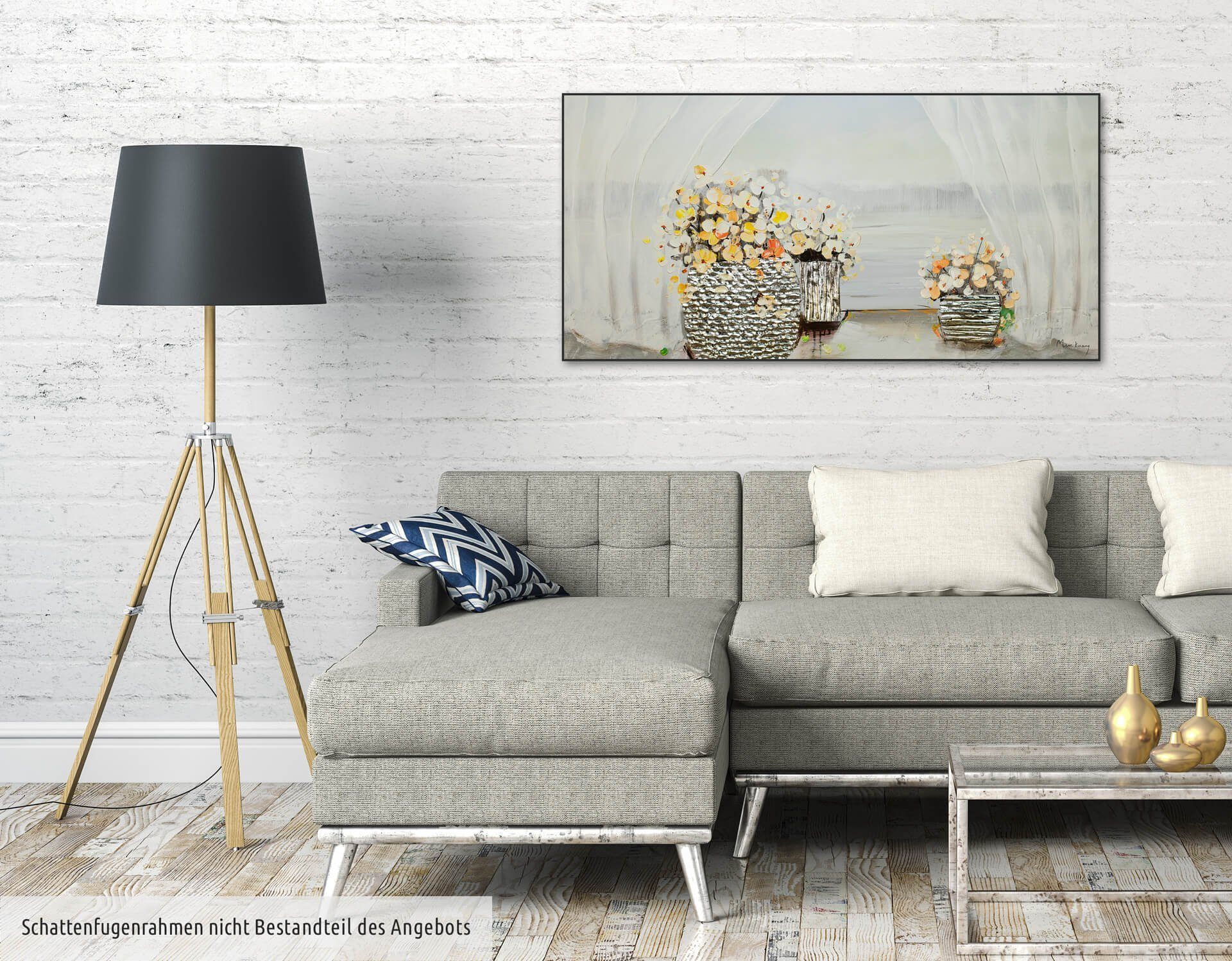KUNSTLOFT Gemälde Das Erwachen des cm, 120x60 100% Wohnzimmer Wandbild Leinwandbild weiß Frühlings HANDGEMALT