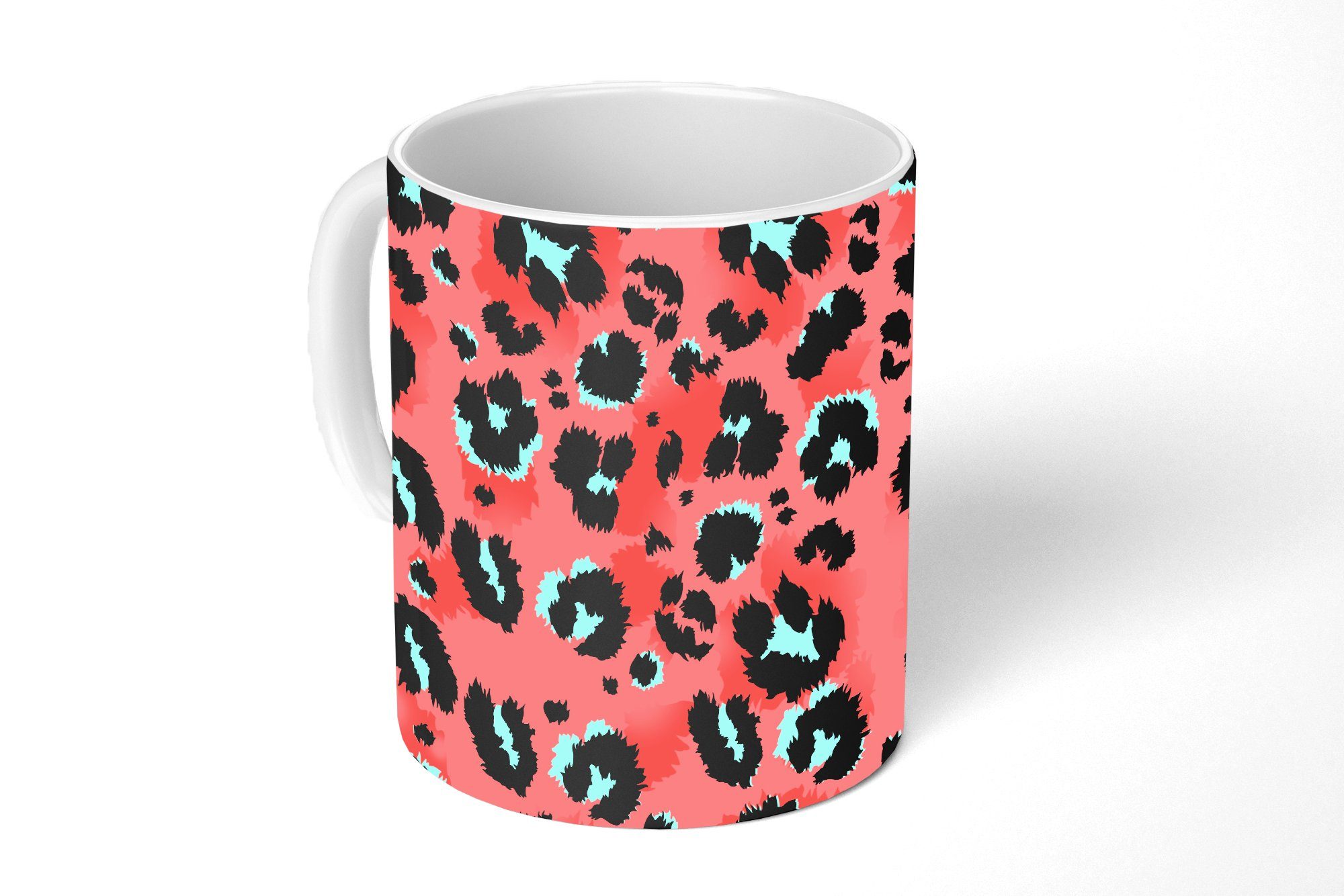 MuchoWow Tasse Pantherdruck - Rosa - Blau - Muster, Keramik, Kaffeetassen, Teetasse, Becher, Teetasse, Geschenk