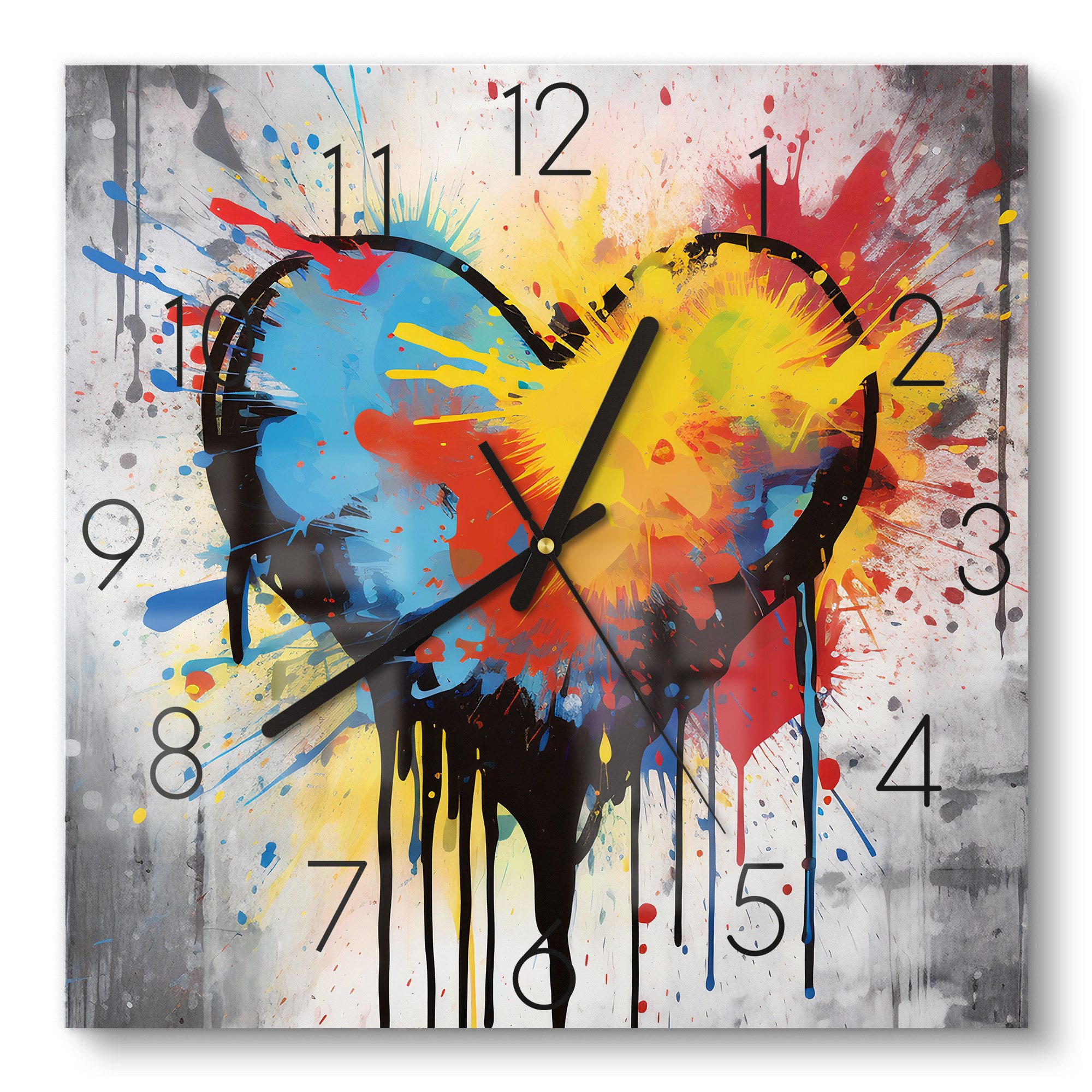 DEQOART Wanduhr 'Leuchtende Liebesfreude' (Glas Glasuhr modern Wand Uhr Des günstig online kaufen