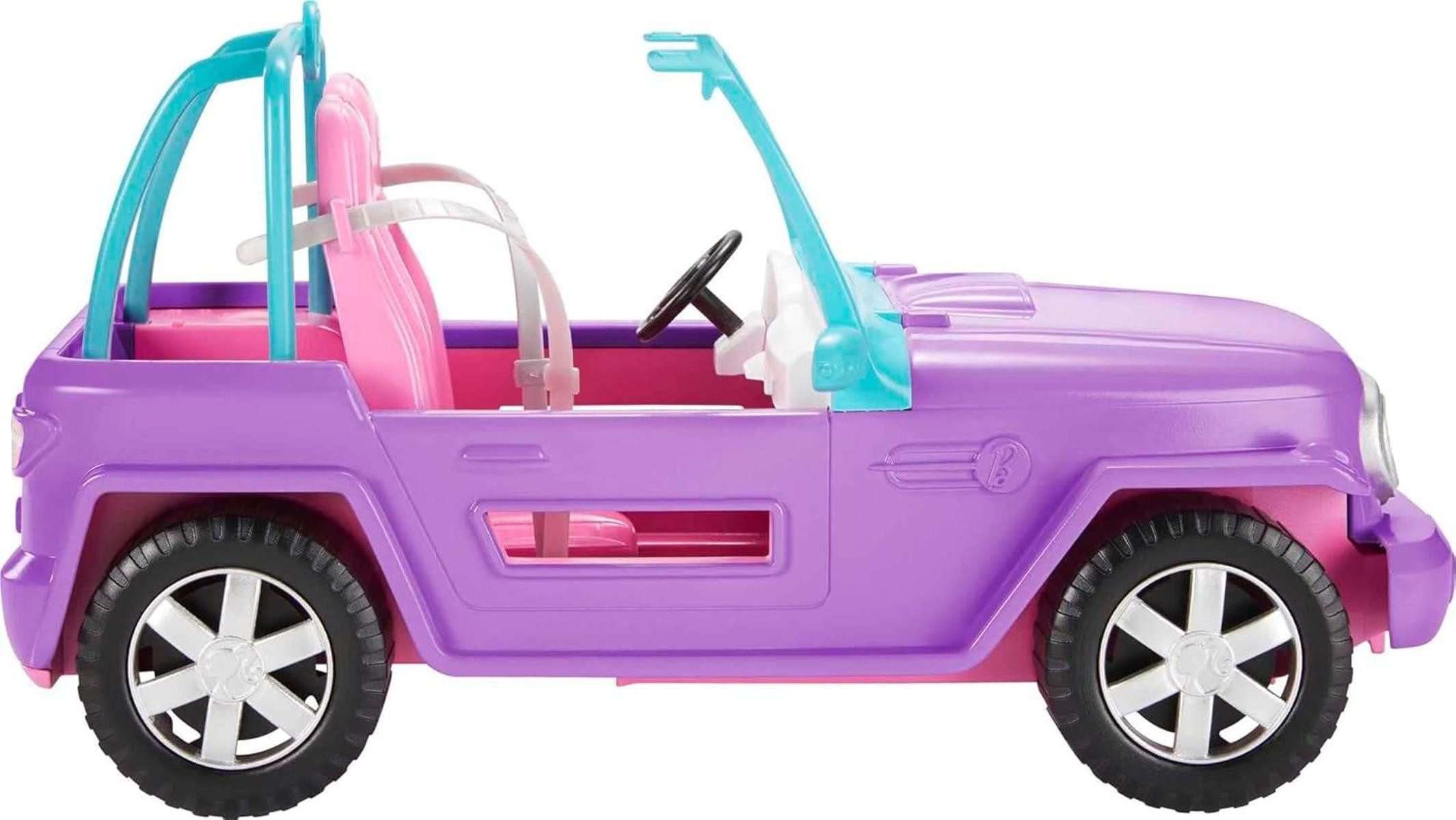Barbie Spielzeug-Auto Barbie Jeep Convertible lila Jeep bewegliche Räder ohne Puppe GMT46 3+