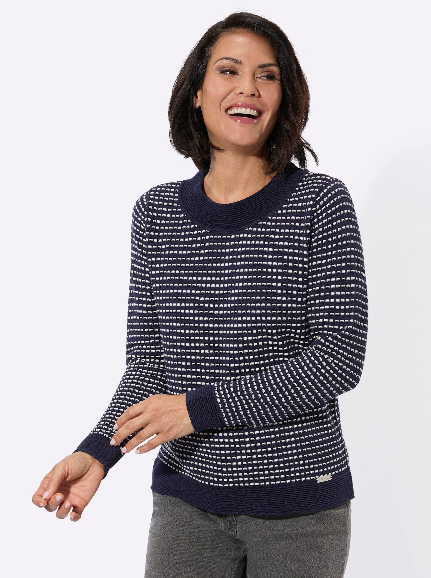 Strickpullover Rundhals-Pullover Langarm