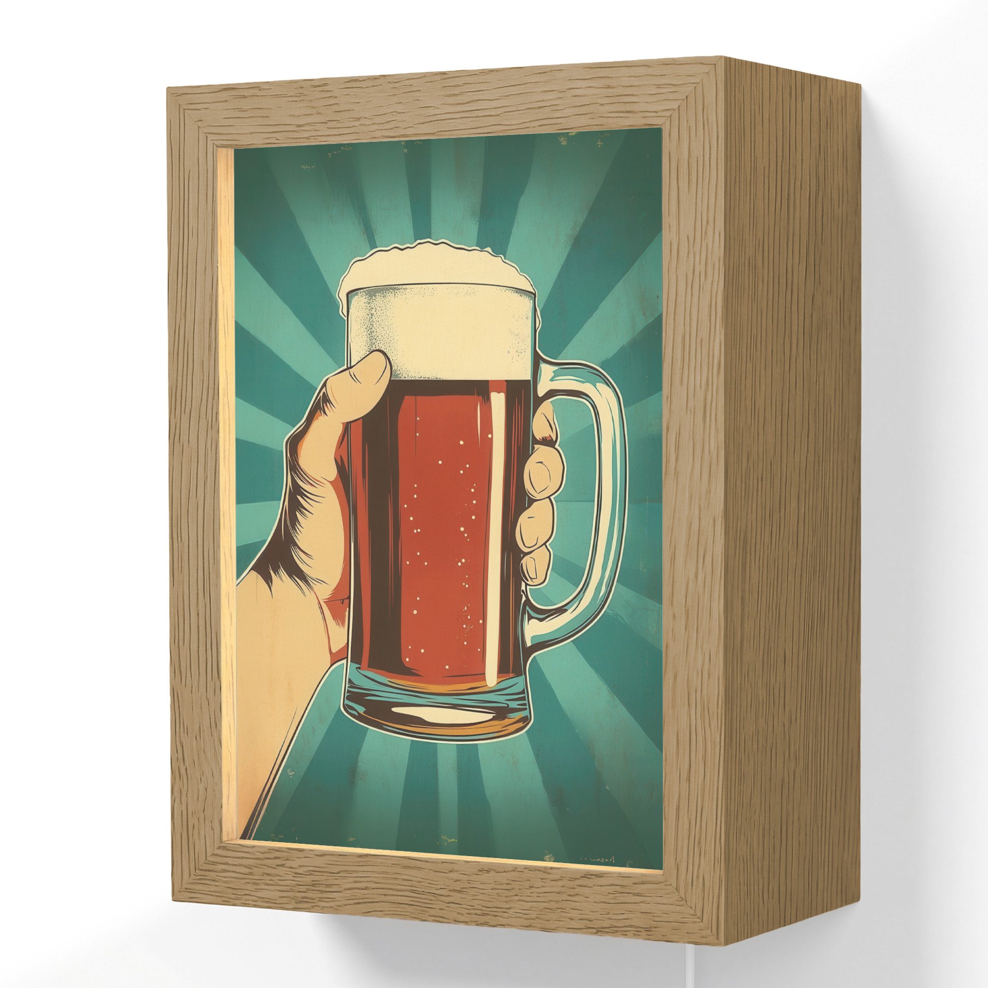 Wandleuchte Lightbox Bierglas - Schaumstoff - Retro - Grün