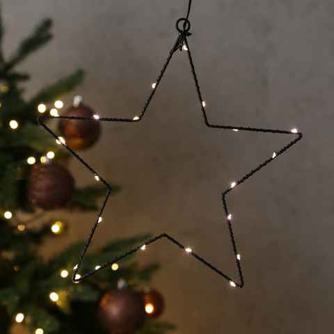 MARELIDA LED Stern LED Stern Frohes Fest Metallstern Leuchtstern hängend 27cm schwarz, LED Classic, warmweiß (2100K bis 3000K)