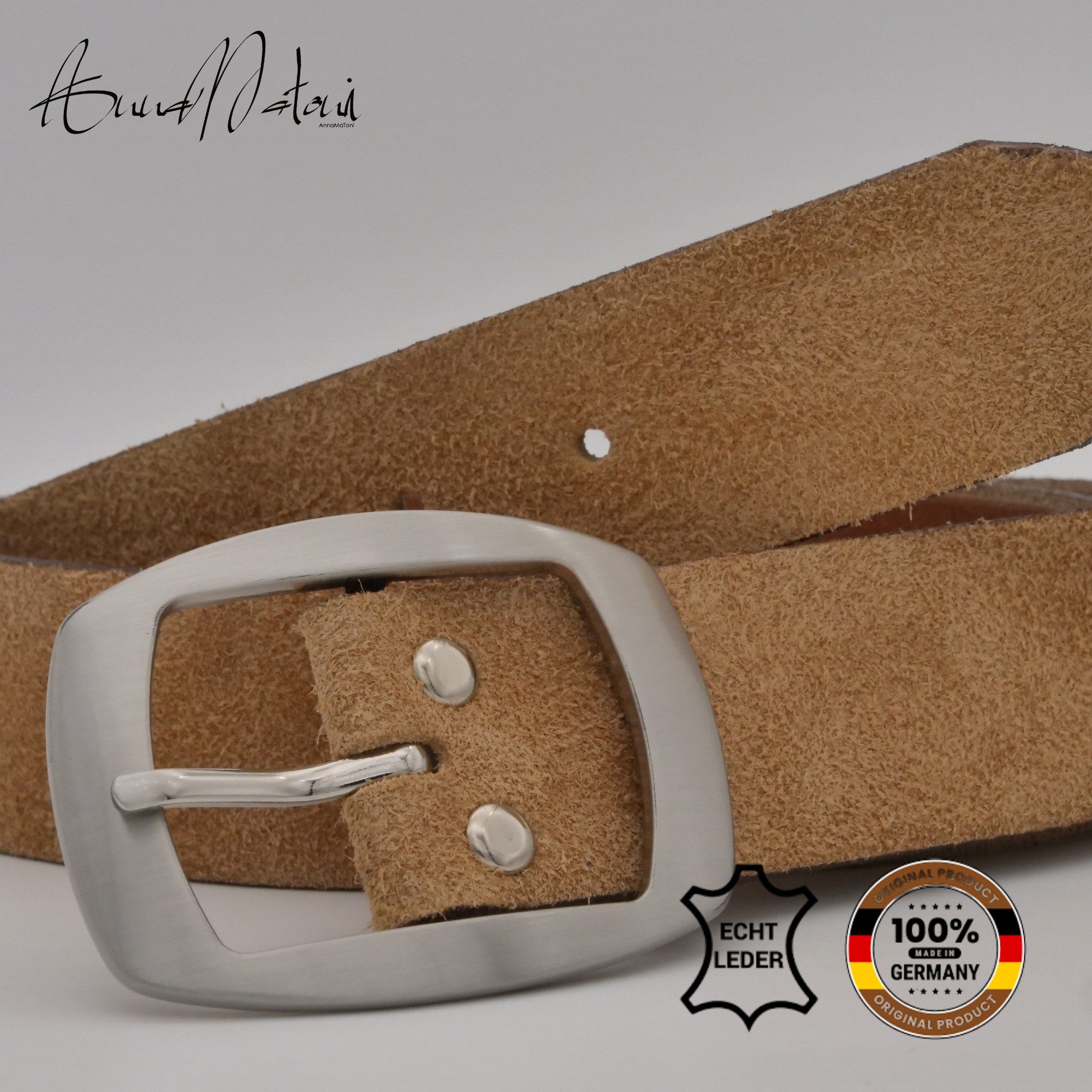 AnnaMatoni Ledergürtel AnnaMatoni Damen Ledergürtel in hochwertigem Velour Leder 4cm