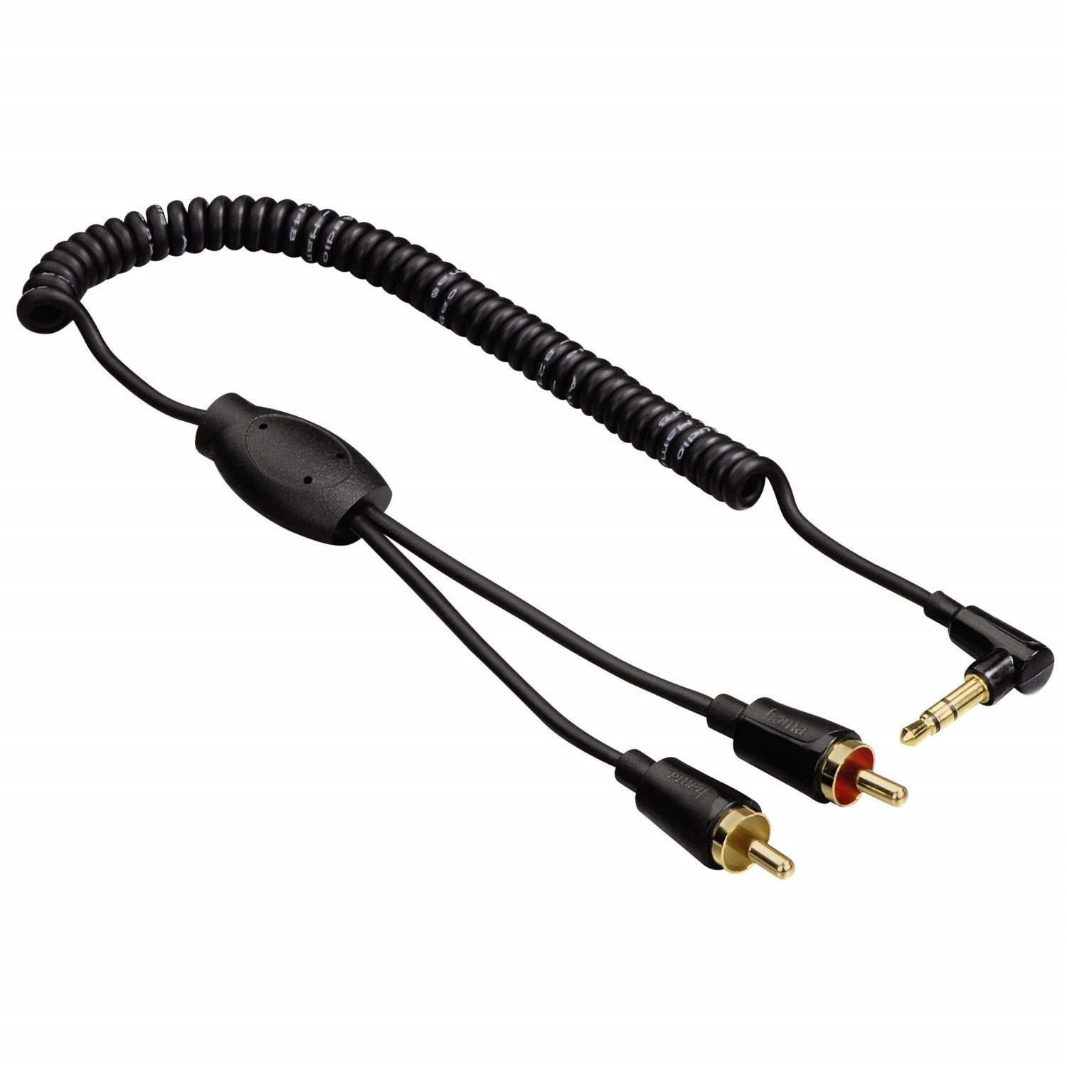 Spiralkabel Flexi-Slim 1,5m 3,5mm Klinke/2x Cinch-Stecker Audio-Kabel