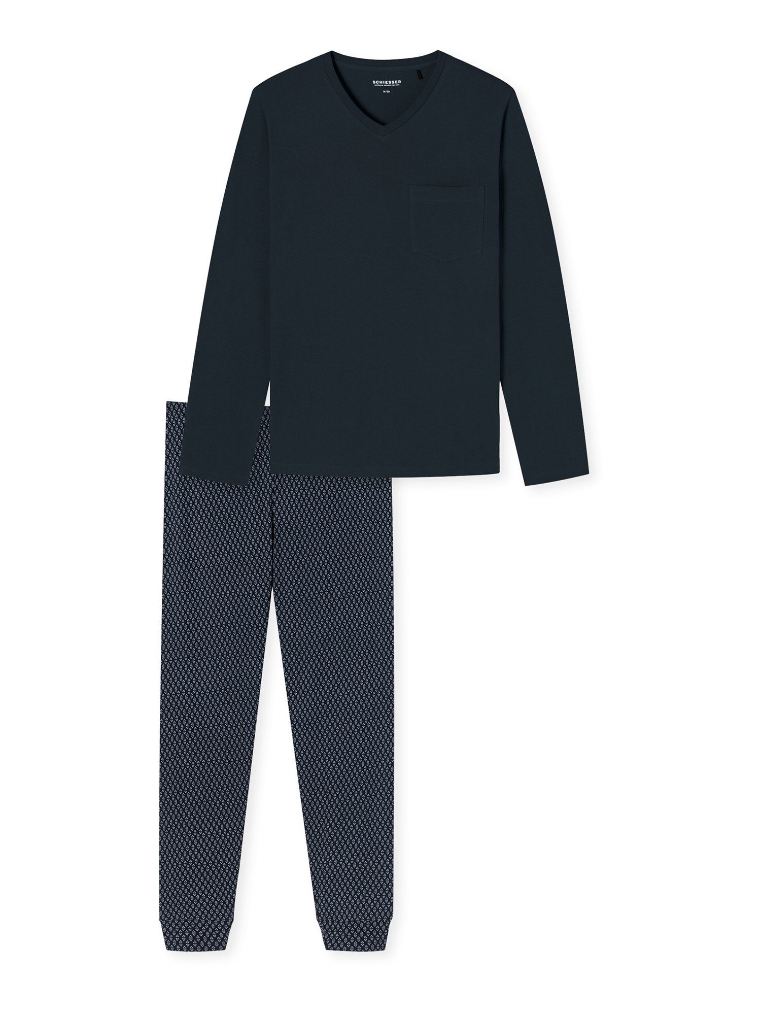 Essentials Casual schlafanzug schlafmode Pyjama Schiesser pyjama nachtblau