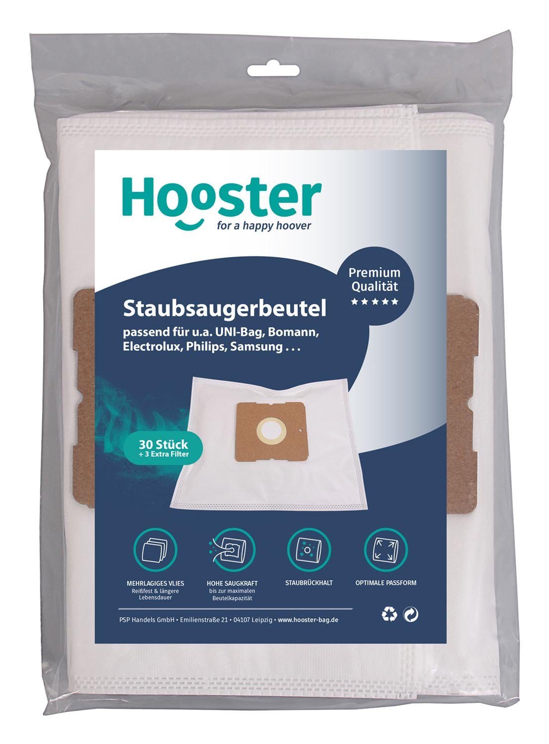 Hooster Staubsaugerbeutel passend für Swirl Y 101 / Y101 / Y-101, 30 St., mehrlagiges Premium Vlies für hohes Saugvermögen