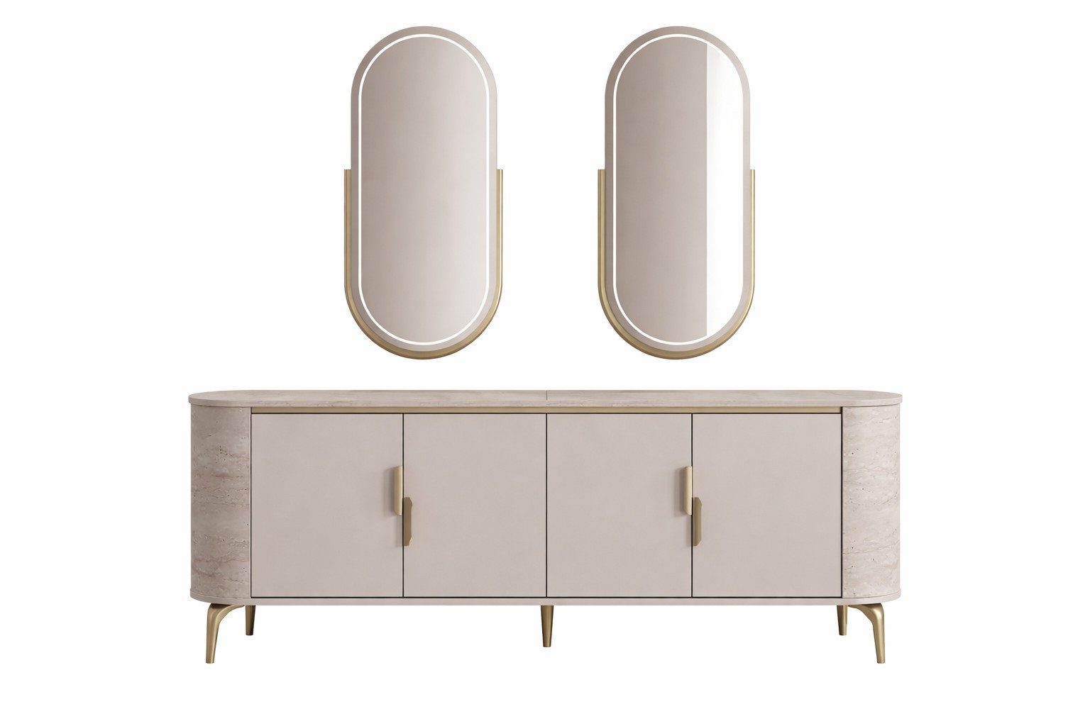 Xlmoebel Buffetaufsatz Elegantes Sideboard mit Spiegel für modernes Wohnzimmerdesign, Made in Europa