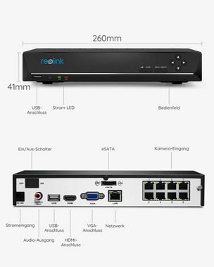 Reolink RLK8-820D4-A 4K PoE Überwachungskamera (Set, 8 Kanal,24/7Aufnahme)