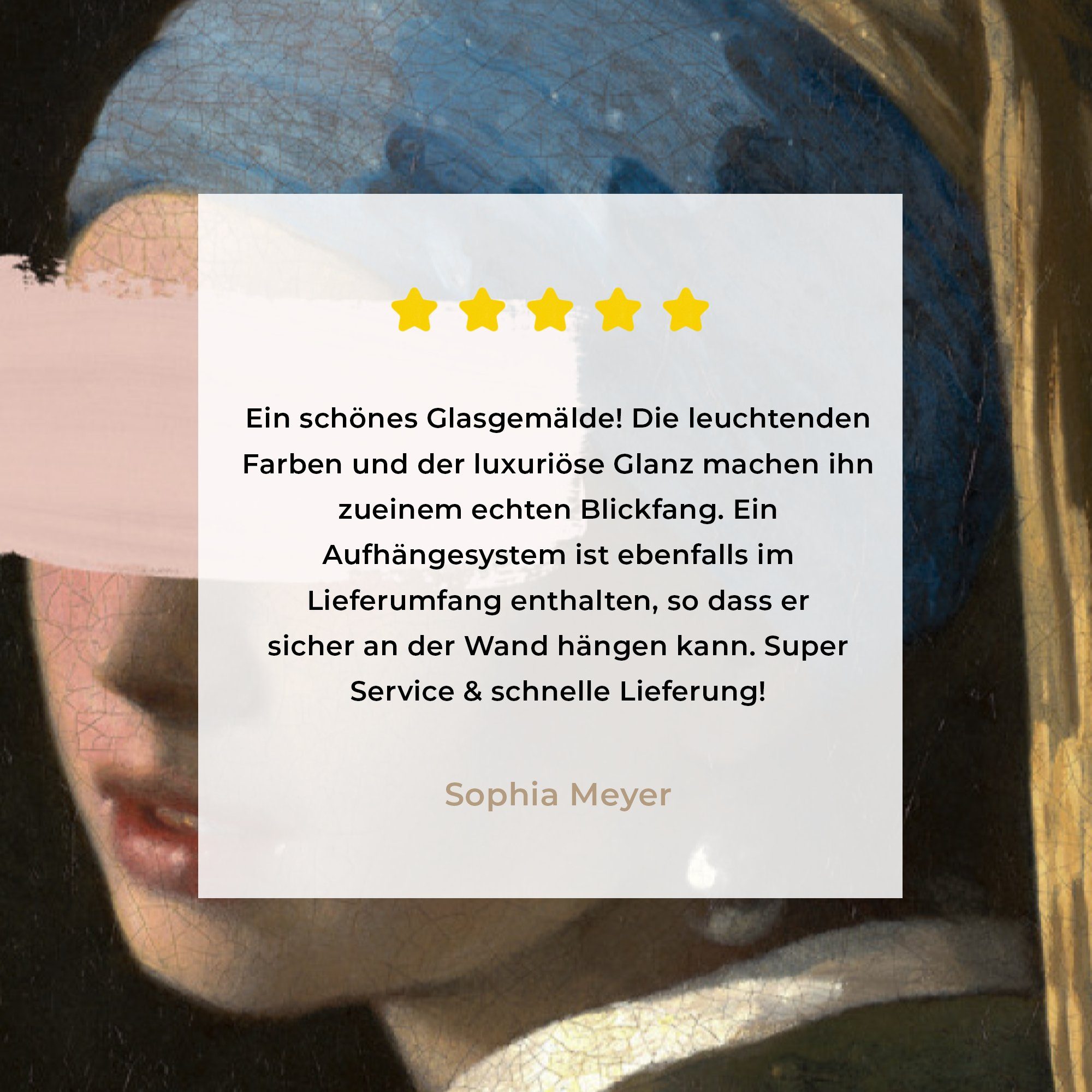 bunt - Foto Wandbild auf Wanddekoration Bilder Glasbilder Mädchen Johannes - Pastell, (1 - Acrylglasbild Vermeer St), Glas MuchoWow auf mit - Perlenohrring Glas -
