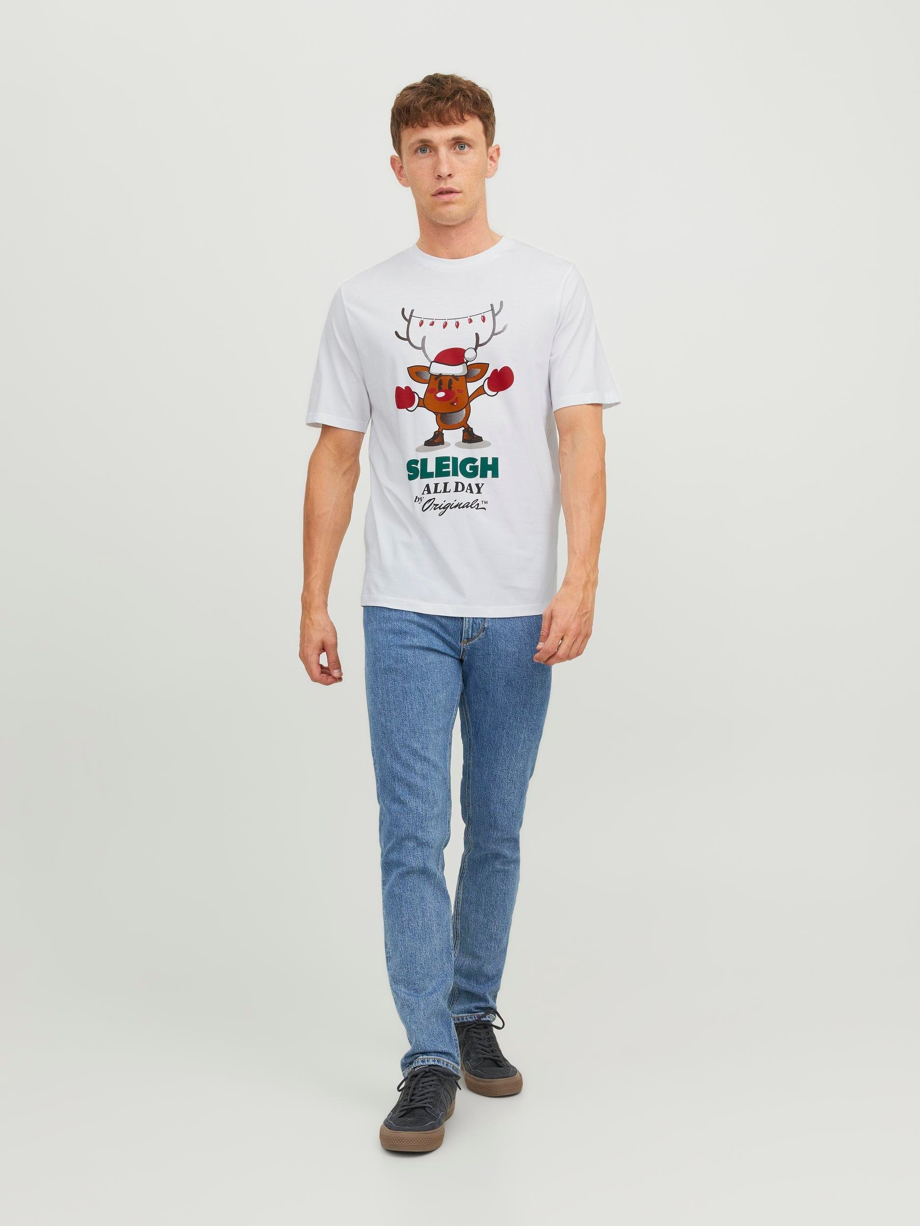 & JORXMAS Rundhalsshirt SS White Jack CREW Jones Bright NECK TEE