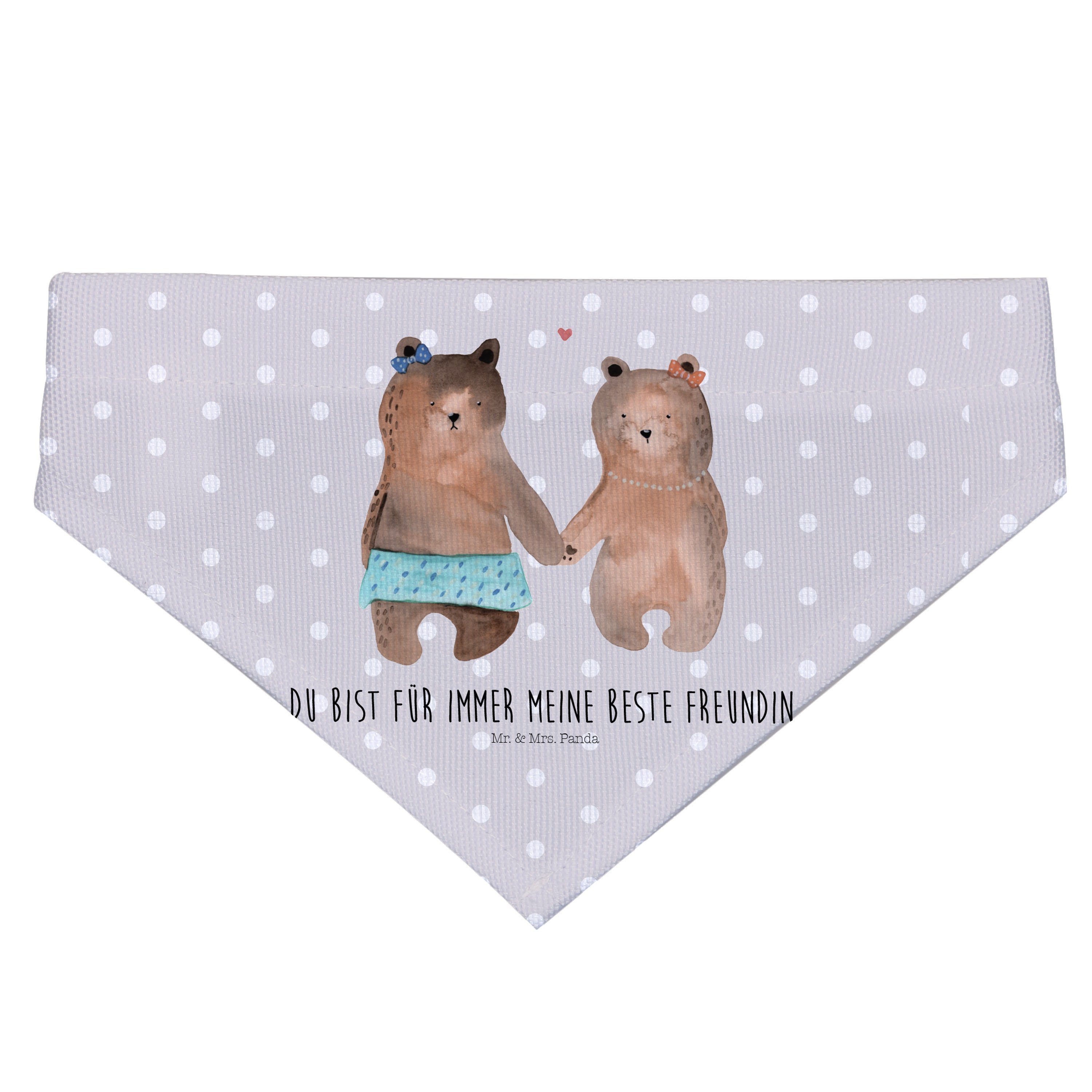 Thumbnail - Mr. & Mrs. Panda Hundefliege Bär Freundin - Grau Pastell - Geschenk, Tuch, Bär Freundin Beste Freu, Polyester, Einzigart...