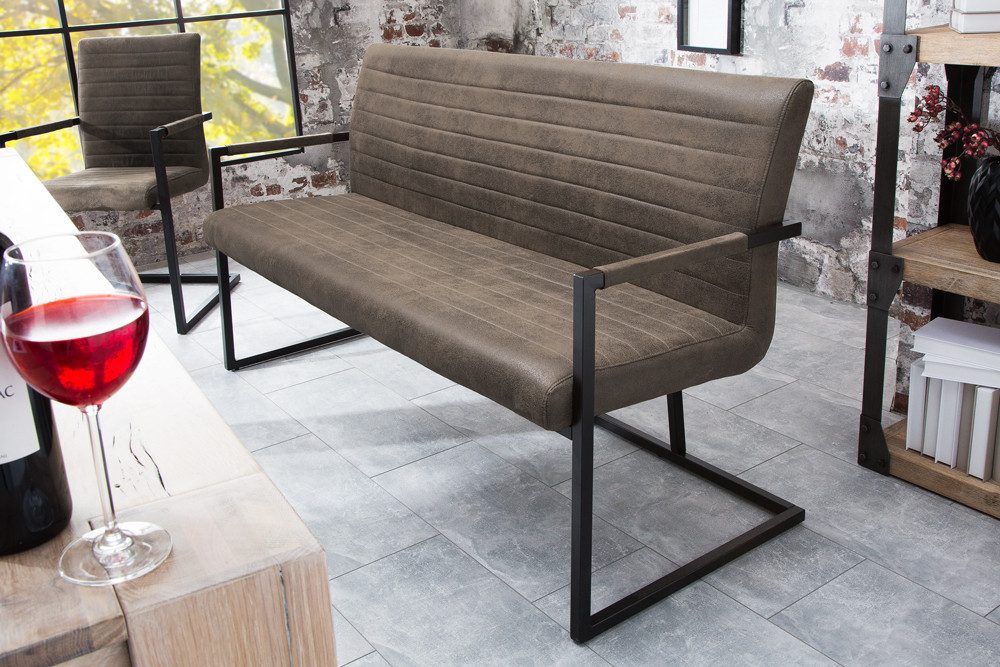 riess-ambiente Sitzbank LOFT 160cm taupe / schwarz (Einzelartikel, 1-St), Esszimmer · Microfaser · Metall · Industrial