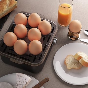 Arendo Eierkocher, Anzahl Eier: 8 St., 500 W, 8-fach, Edelstahl, Warmhaltefunktion, Härtegrad einstellbar für 8 Eier