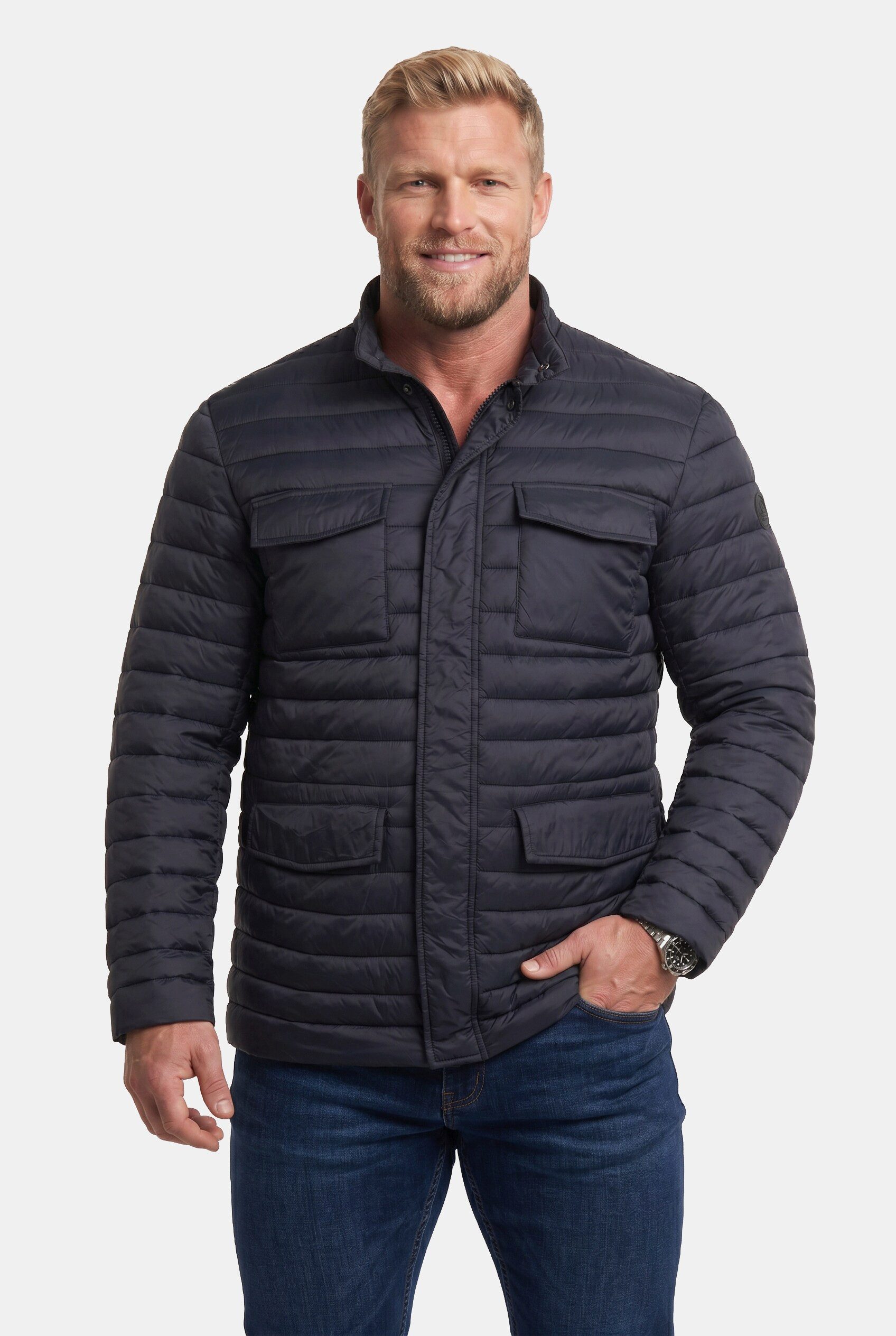 Boston Park Steppjacke Steppjacke Stehkragen Taschen
