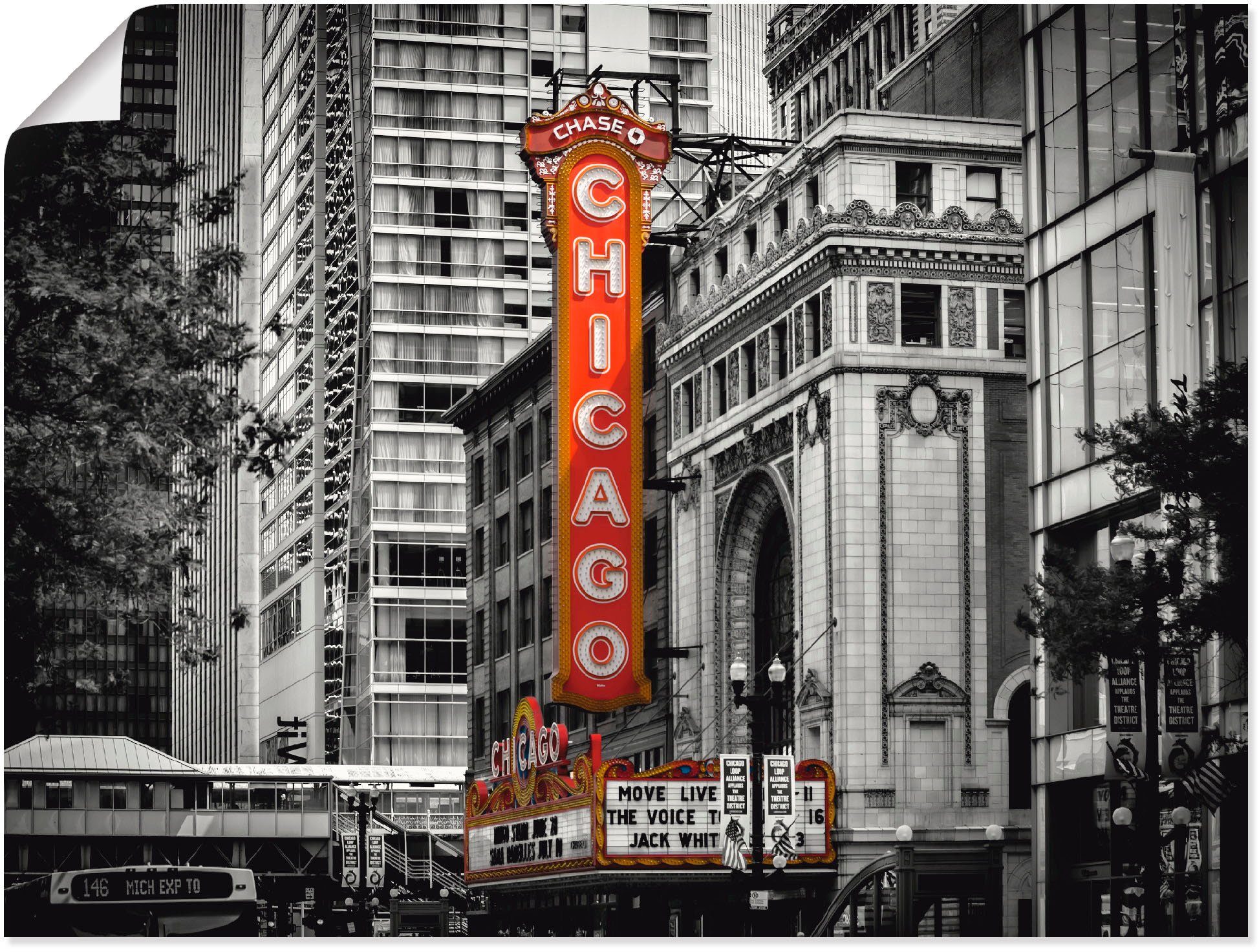 Wandaufkleber Chicago I, Größen Amerika St), in oder Artland (1 Poster Leinwandbild, Wandbild versch. als Alubild,